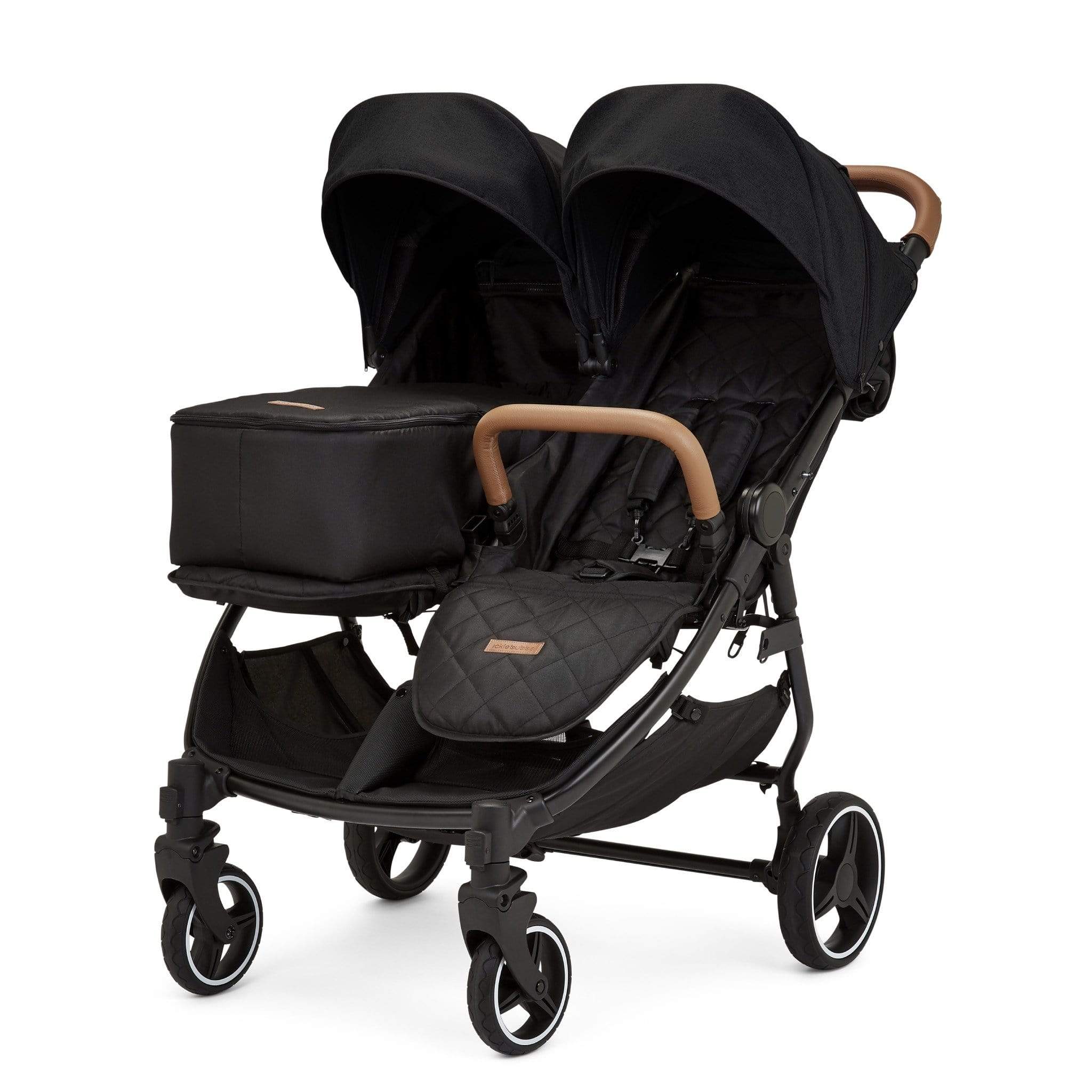 Ickle Bubba double buggies Ickle Bubba Venus Prime Double Stroller Black/Black/Tan 16-004-300-003