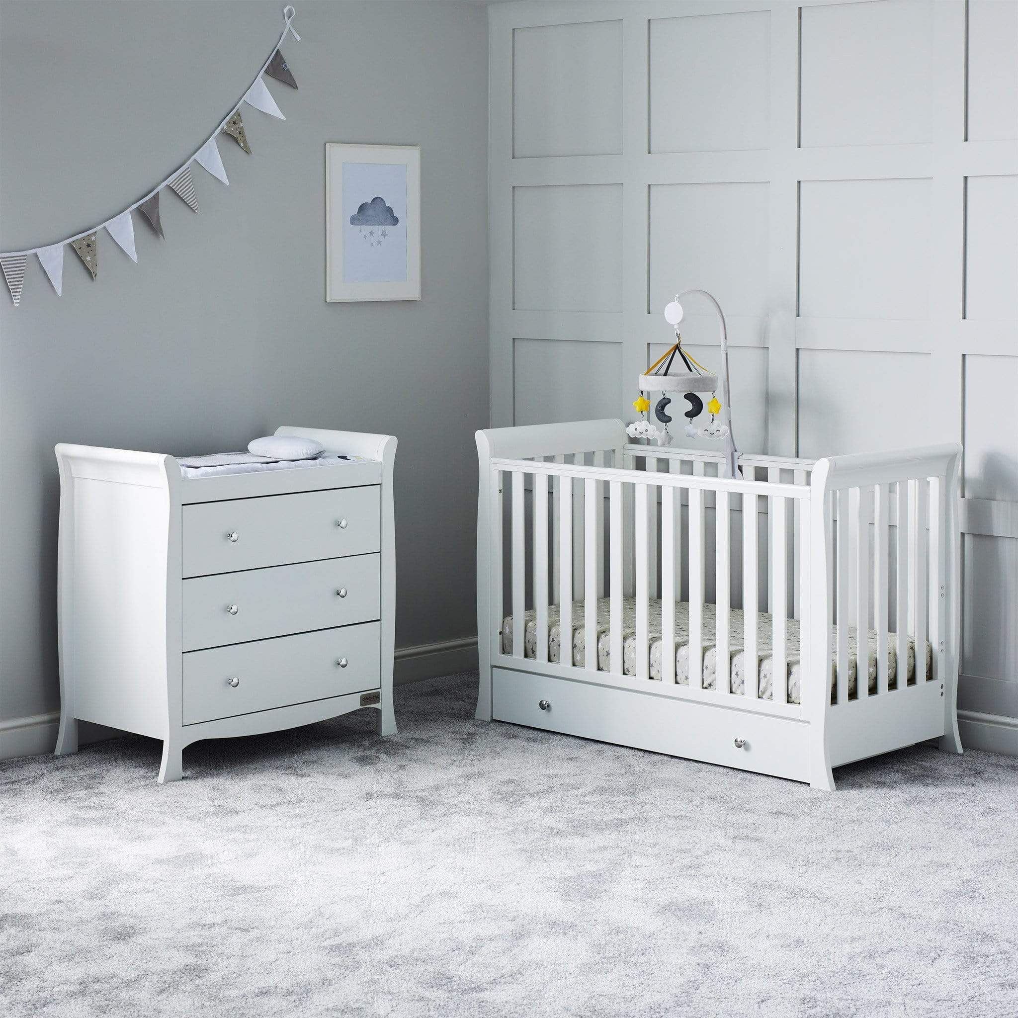 Ickle Bubba Nursery Room Sets Ickle Bubba Snowdon 4 in 1 Mini 2 Piece Furniture Set - White