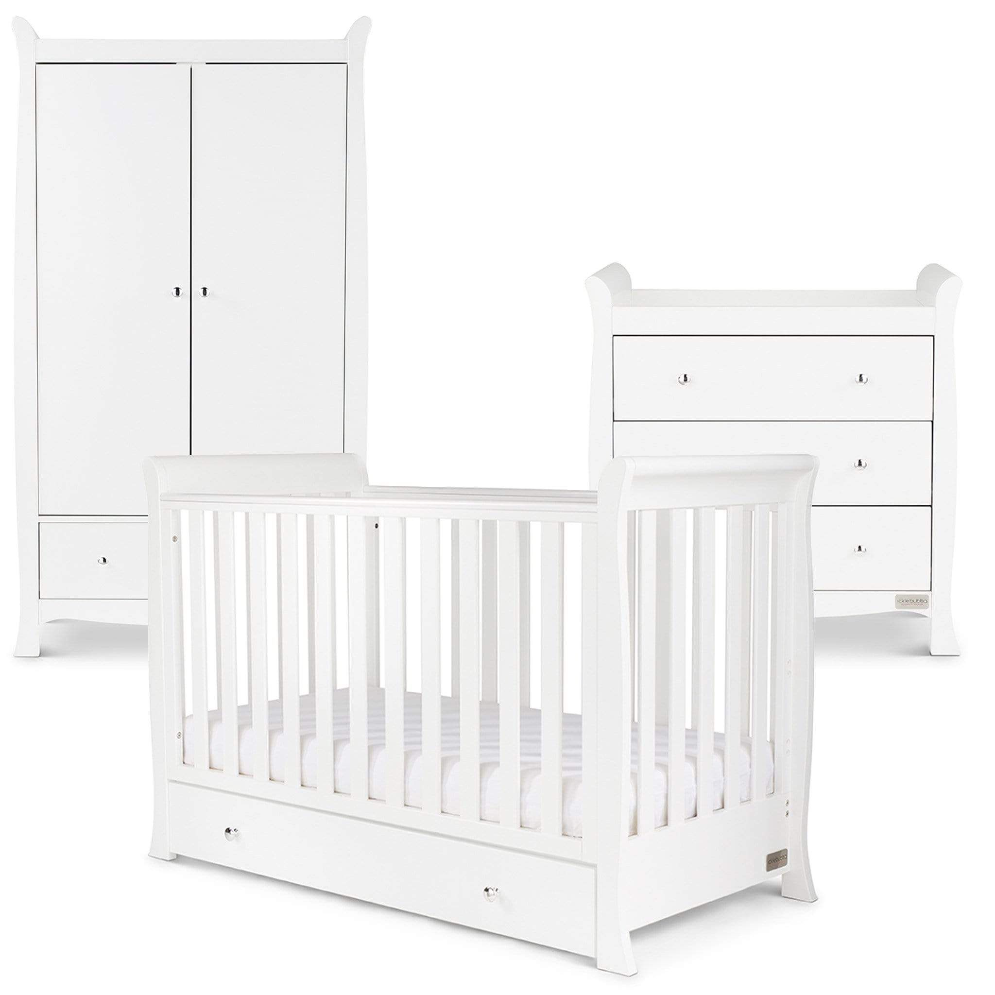 Ickle Bubba Nursery Room Sets Ickle Bubba Snowdon 4 in 1 Mini 3 Piece Furniture Set - White