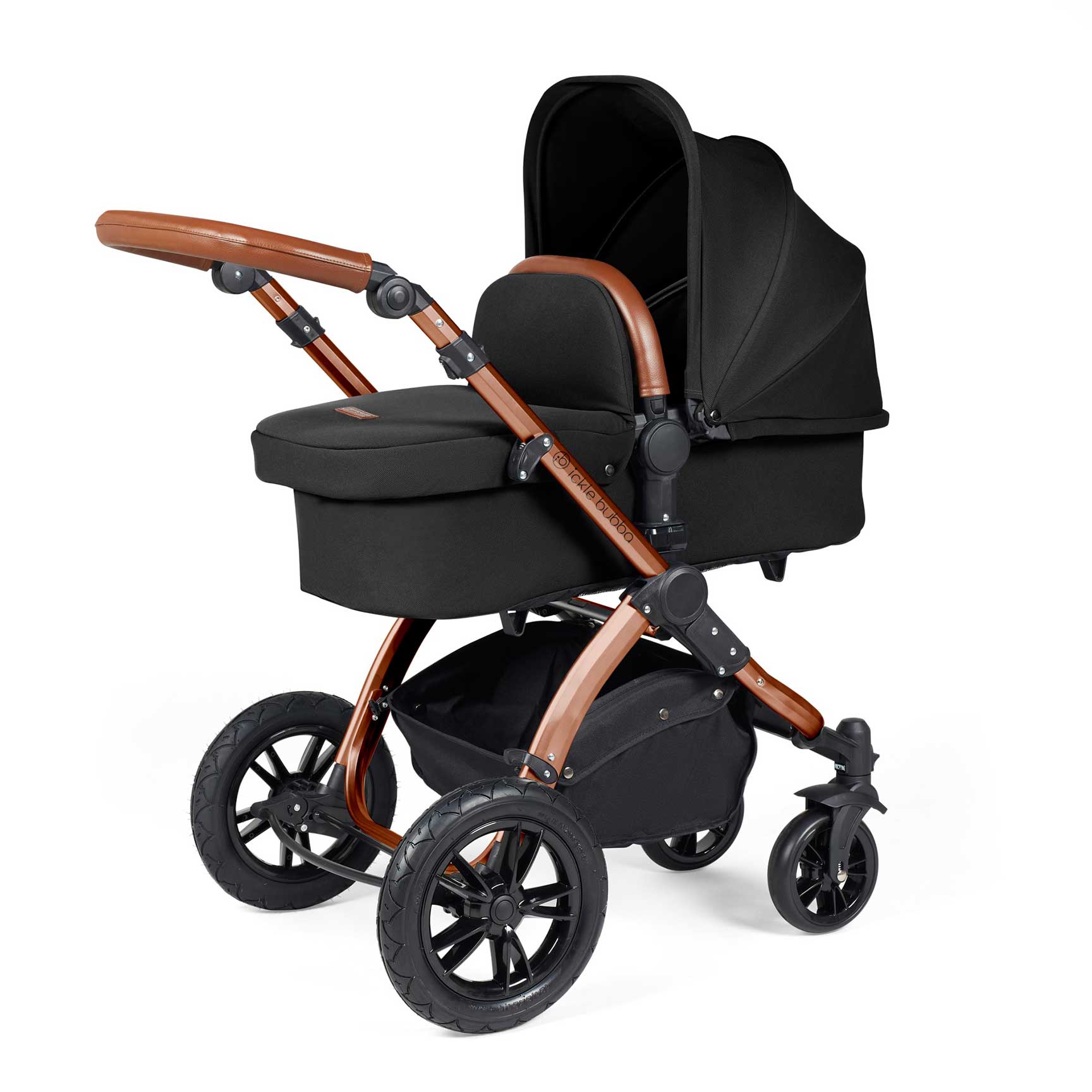 Ickle Bubba travel systems Ickle Bubba Stomp Luxe 2 in 1 Plus Pushchair & Carrycot - Bronze/Midnight/Tan 10-003-001-021
