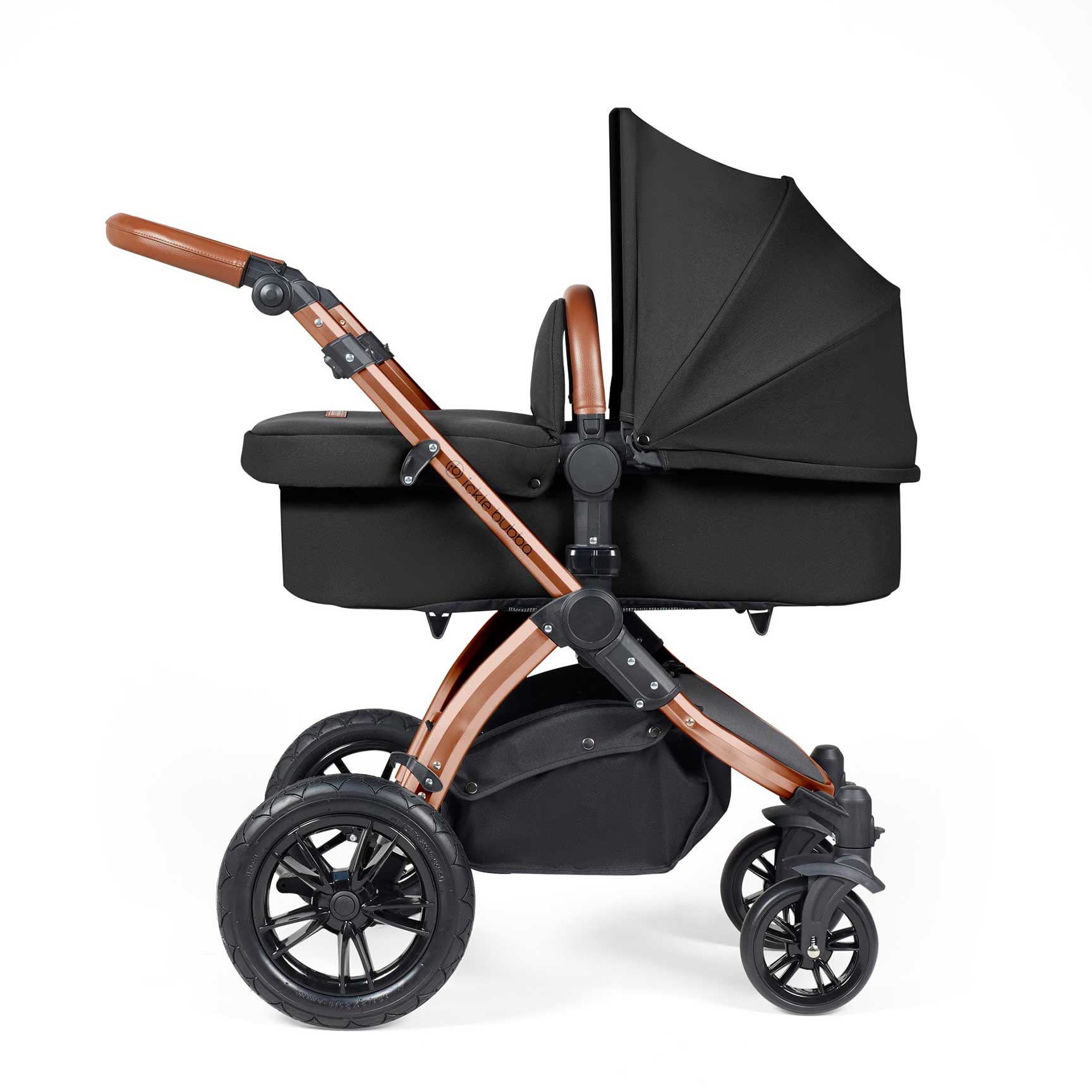 Ickle Bubba travel systems Ickle Bubba Stomp Luxe 2 in 1 Plus Pushchair & Carrycot - Bronze/Midnight/Tan 10-003-001-021