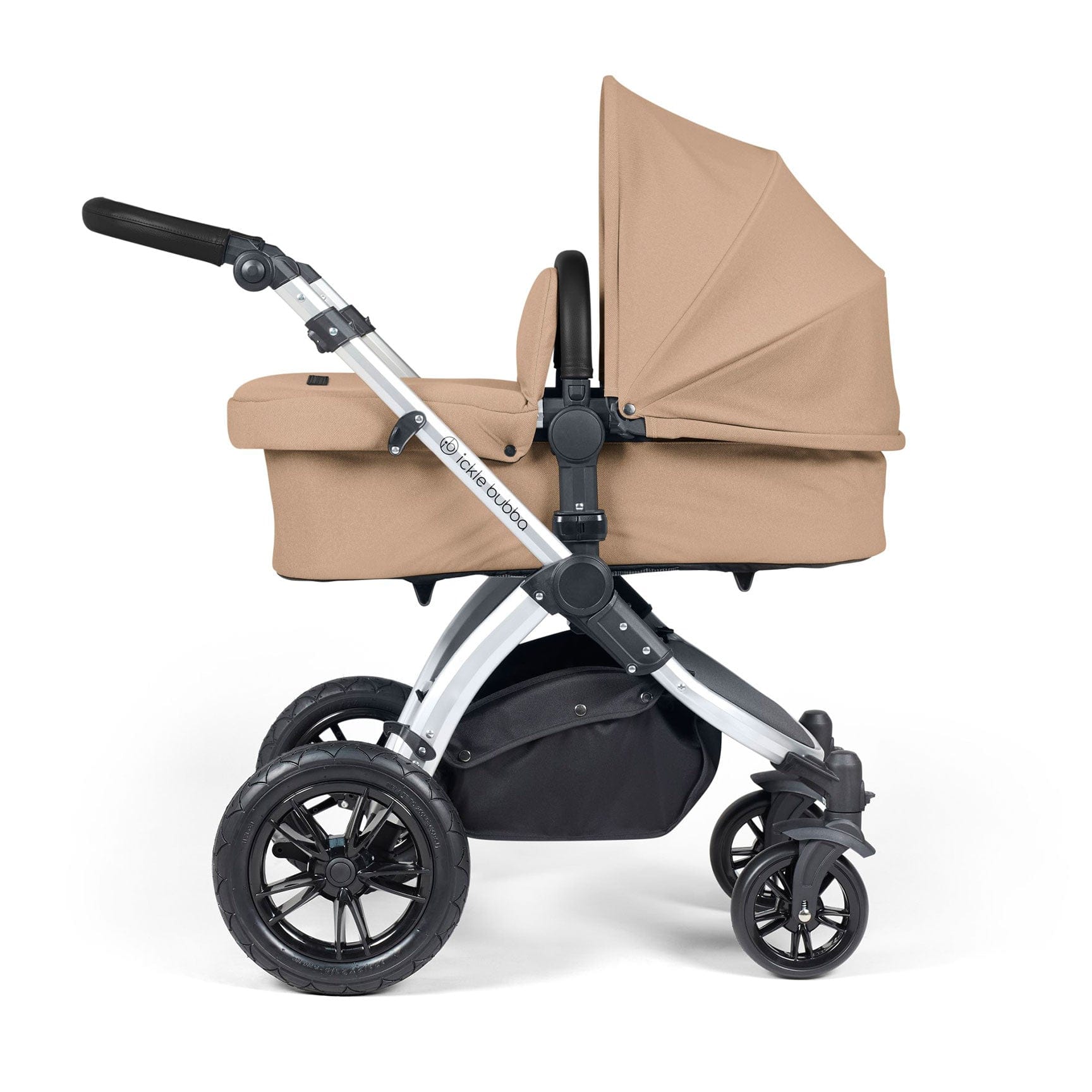 Ickle Bubba travel systems Ickle Bubba Stomp Luxe 2 in 1 Plus Pushchair & Carrycot - Silver/Desert/Black 10-003-001-257