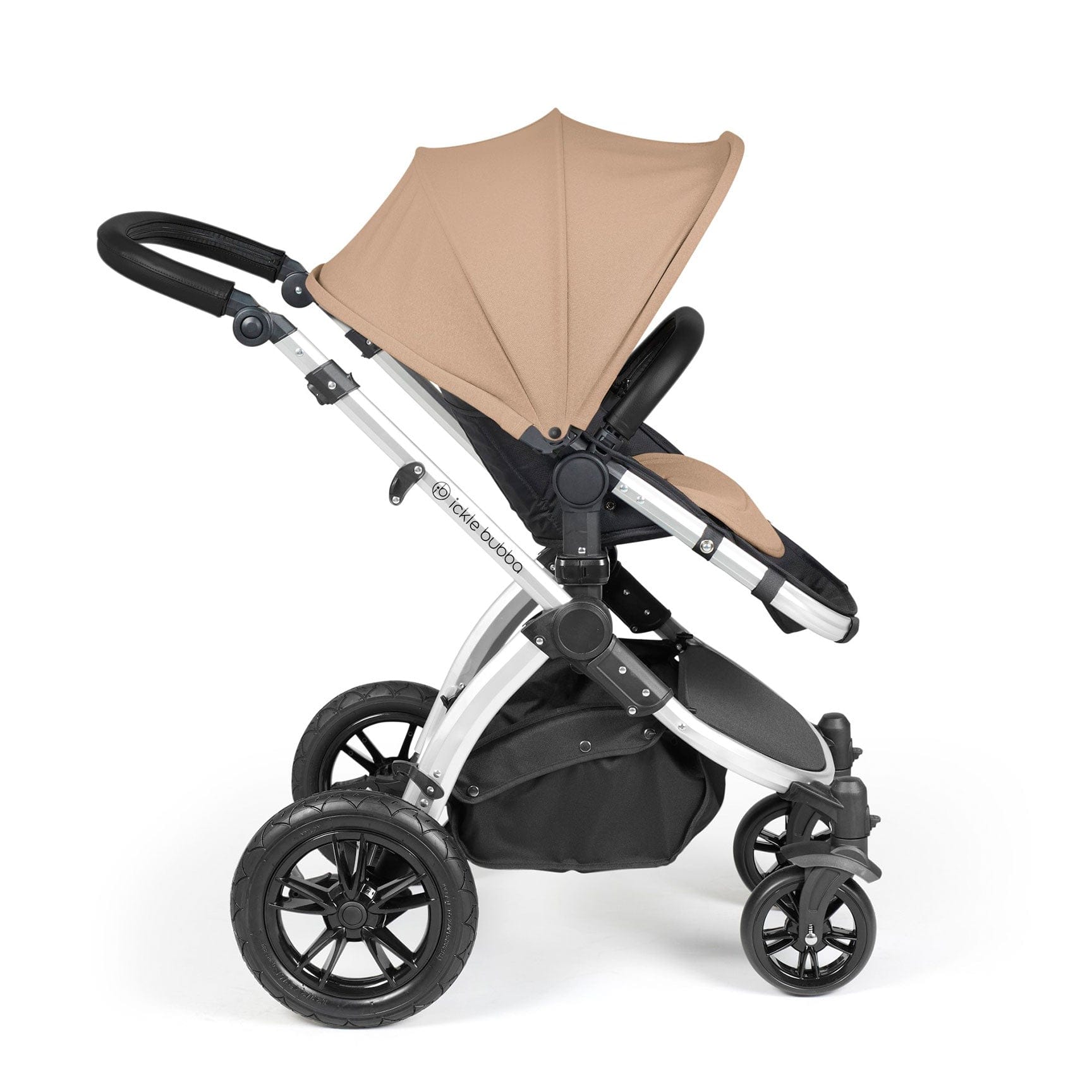 Ickle Bubba travel systems Ickle Bubba Stomp Luxe 2 in 1 Plus Pushchair & Carrycot - Silver/Desert/Black 10-003-001-257