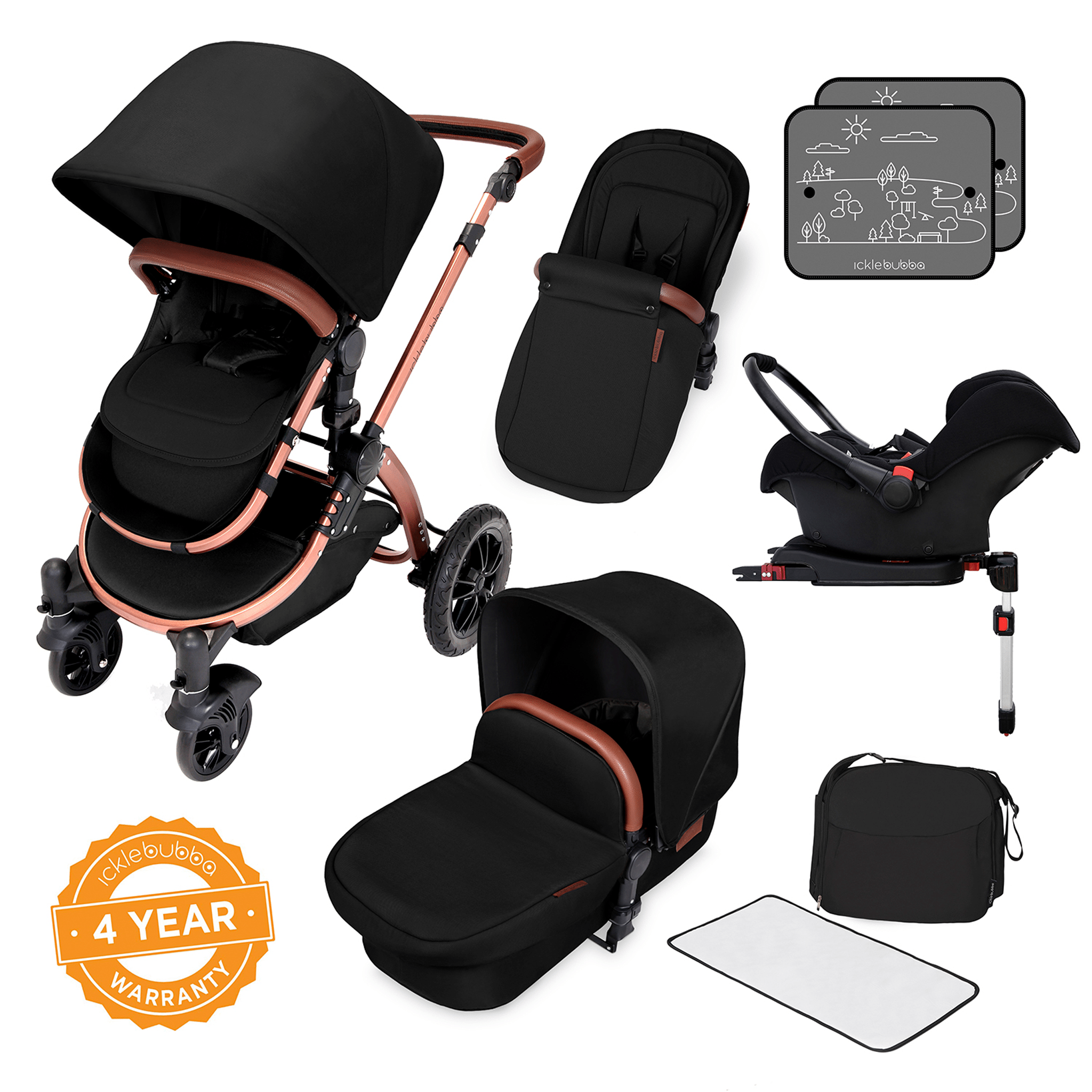 Ickle Bubba travel systems Ickle Bubba Stomp V4 Galaxy Travel System With Base Bronze/Midnight 10-004-200-021