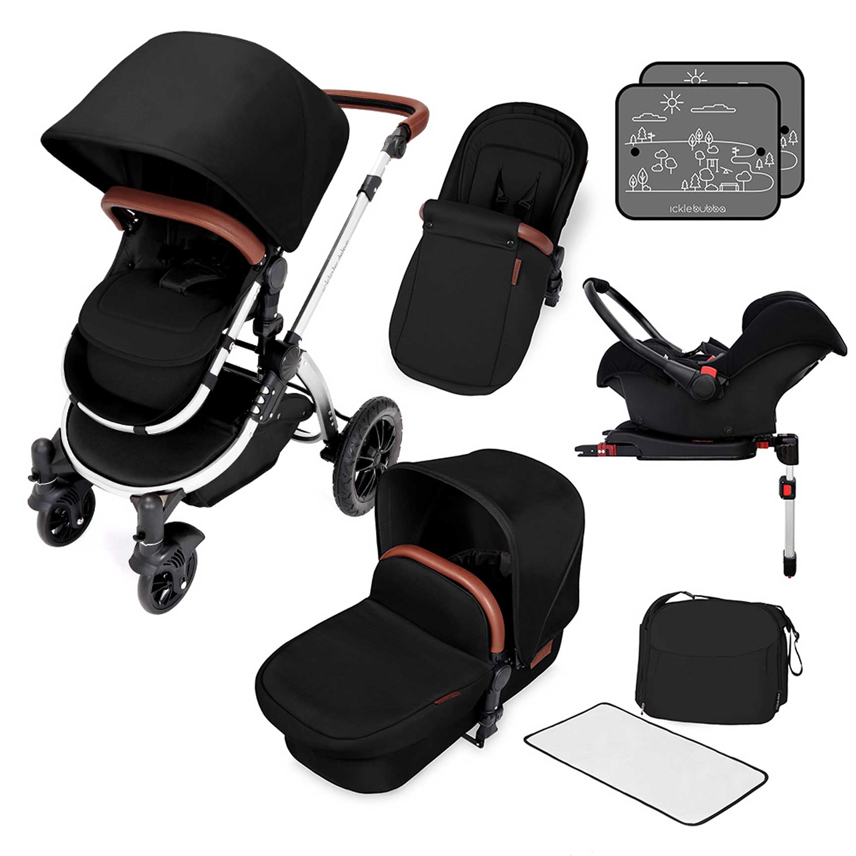 Ickle Bubba travel systems Ickle Bubba Stomp V4 Galaxy Travel System With Base Chrome/Midnight 10-004-200-027