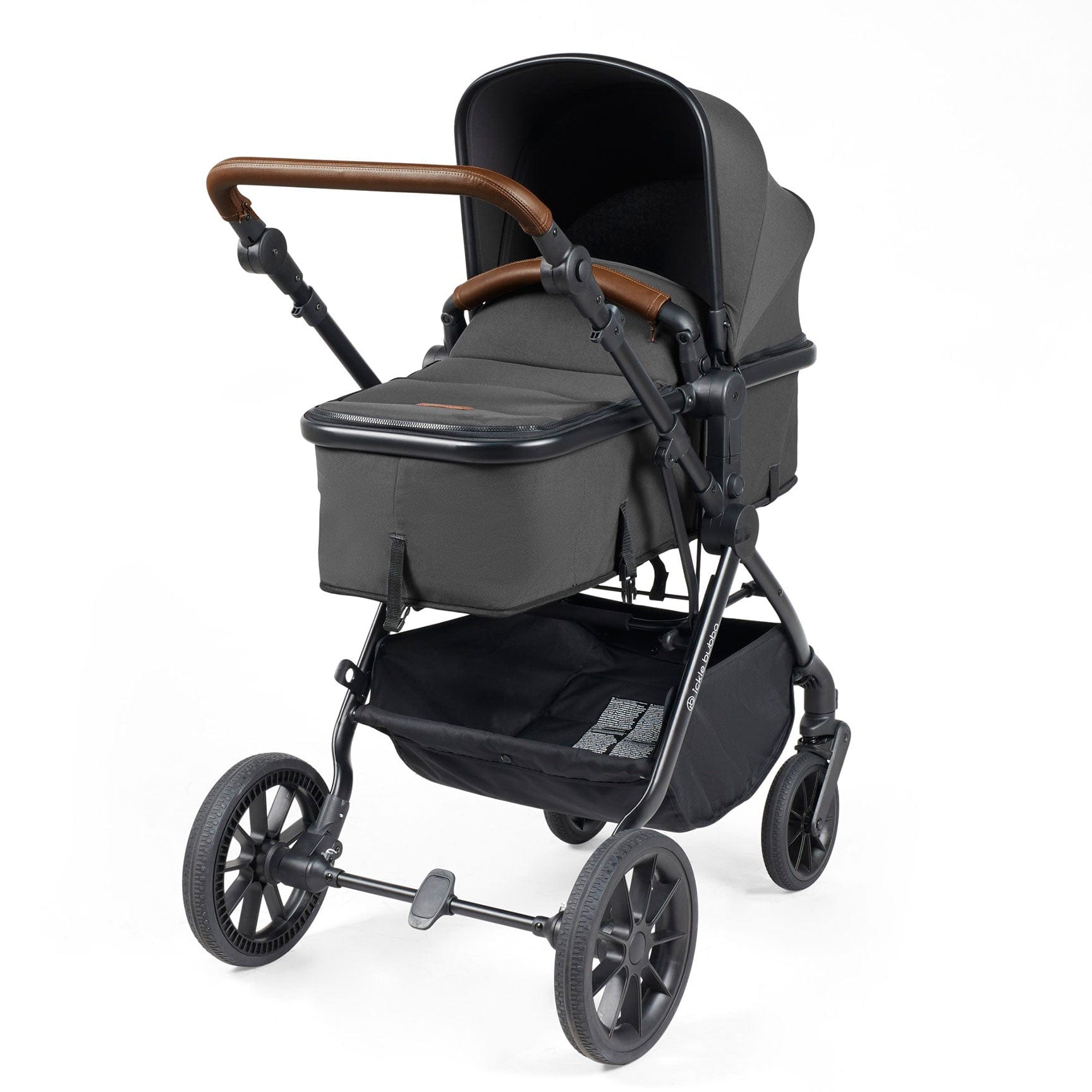 Ickle Bubba travel systems Ickle Bubba Cosmo 2 in 1 Plus Carrycot & Pushchair - Black/Graphite Grey 10-007-001-007