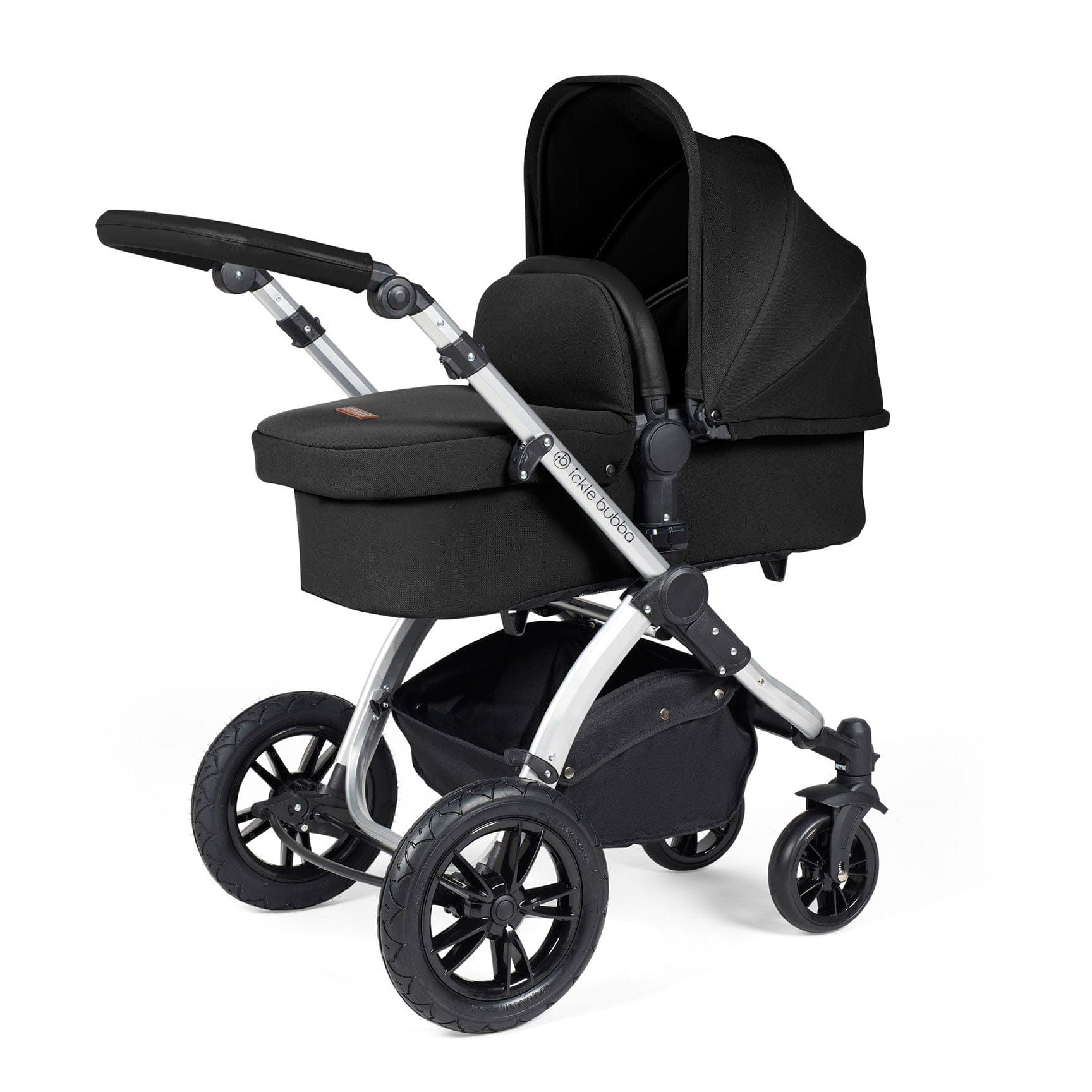 Ickle Bubba travel systems Ickle Bubba Stomp Luxe All-in-One Travel System with Isofix Base - Silver/Midnight/Black 10-011-300-249