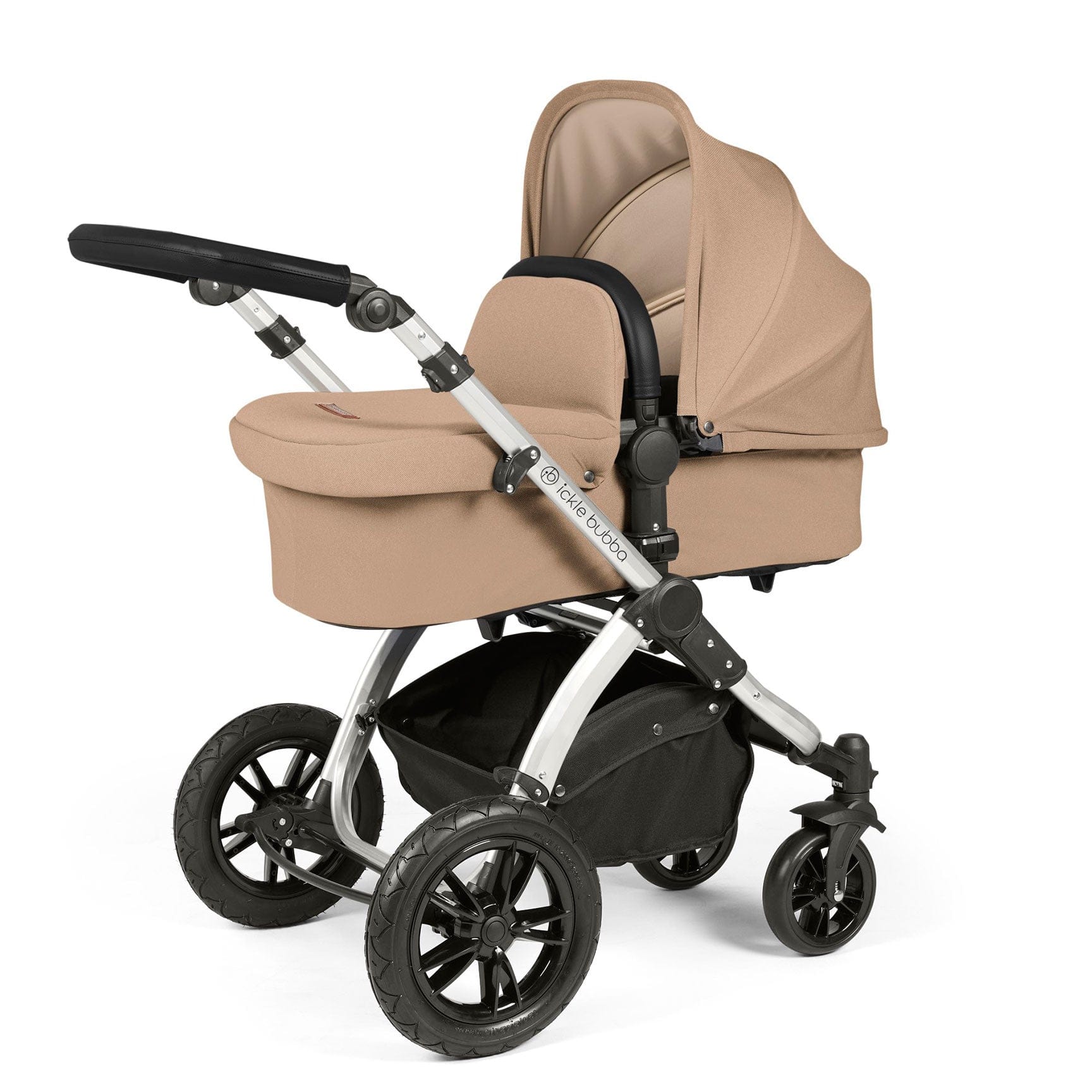 Ickle Bubba travel systems Ickle Bubba Stomp Luxe All-in-One Travel System with Isofix Base - Silver/Desert/Black 10-011-300-257