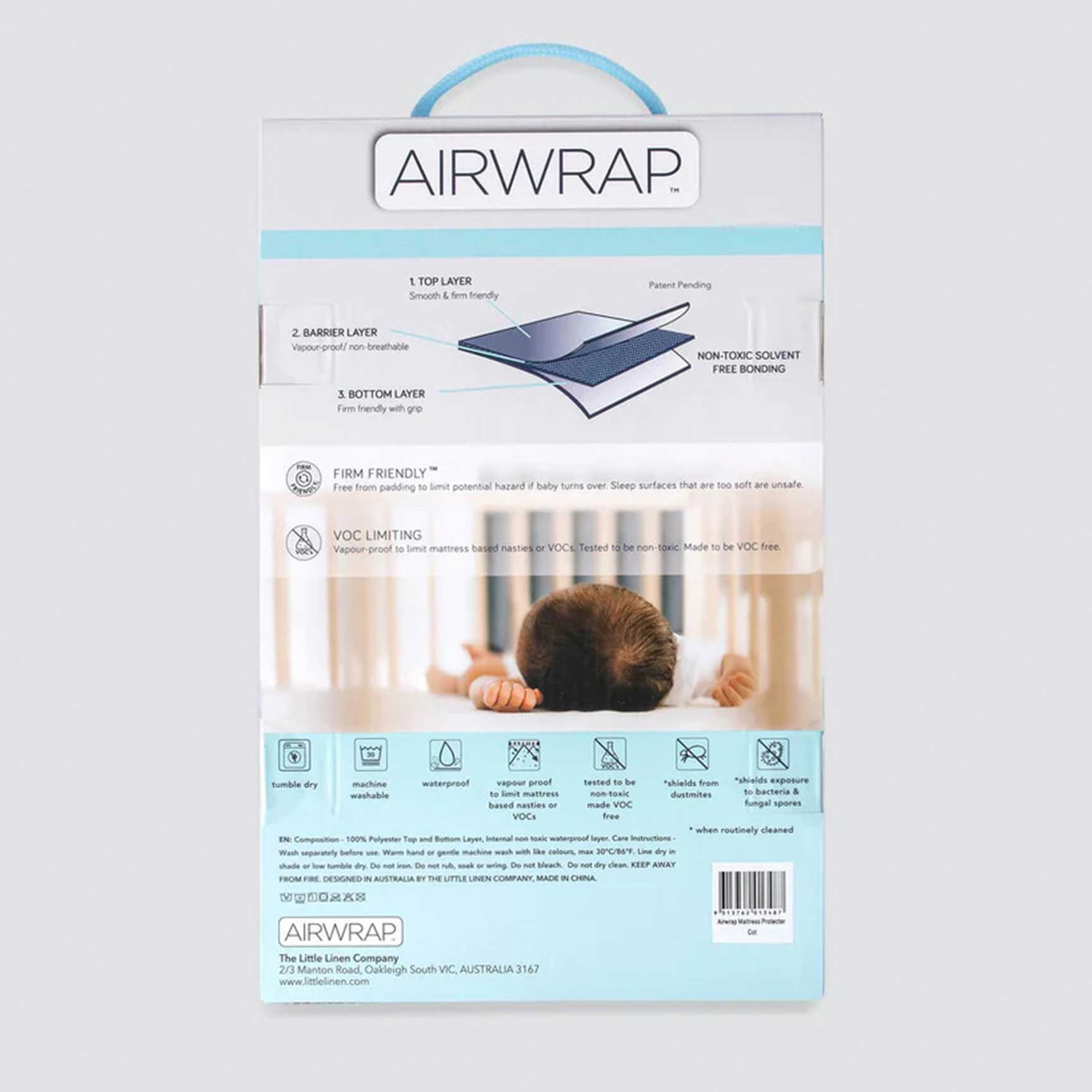 Little Linen Airwrap Mattress Protector Cot Bed 20-46-007