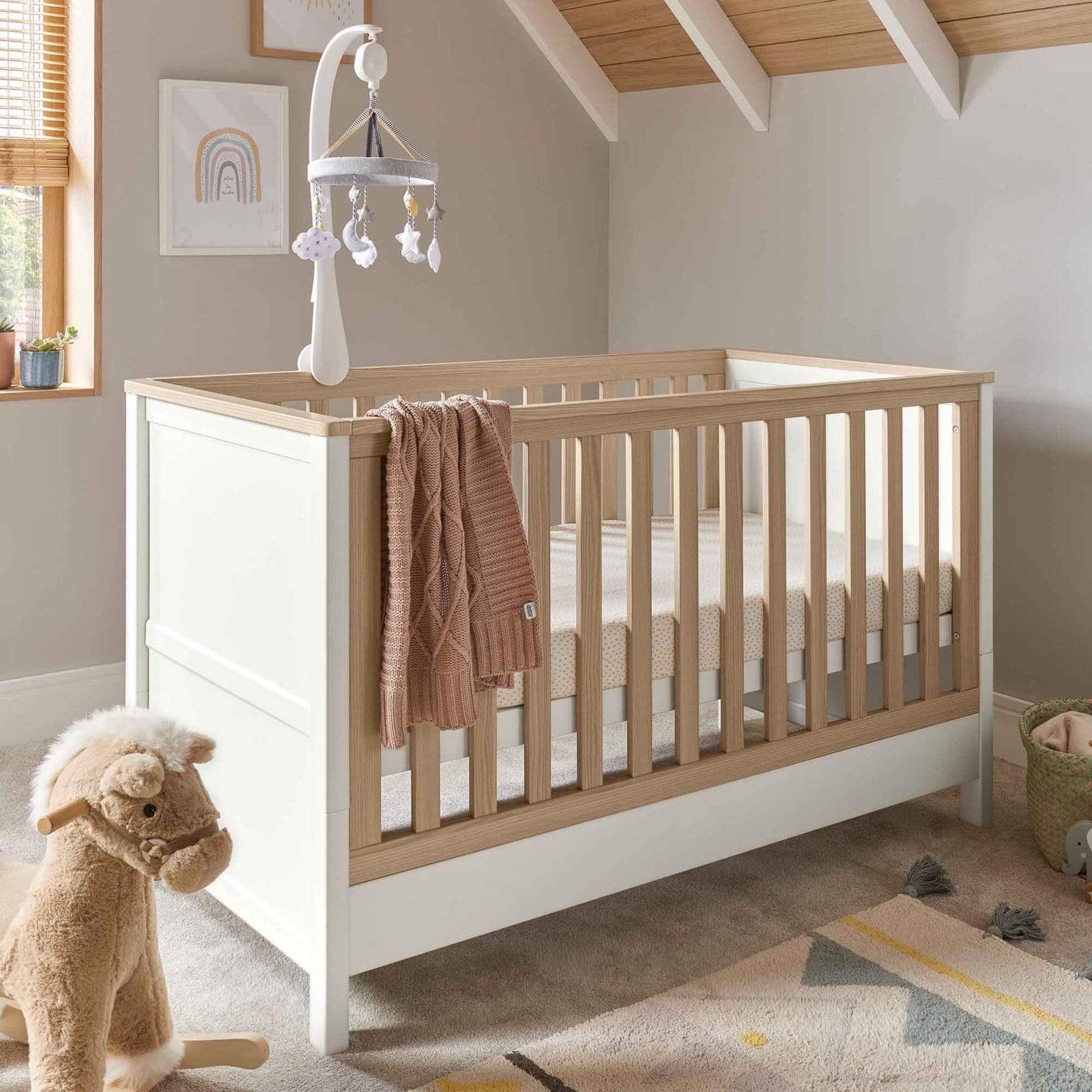 Mamas & Papas cot bed room sets Mamas & Papas Harwell 2 Piece Cotbed & Dresser Roomset White/Oak