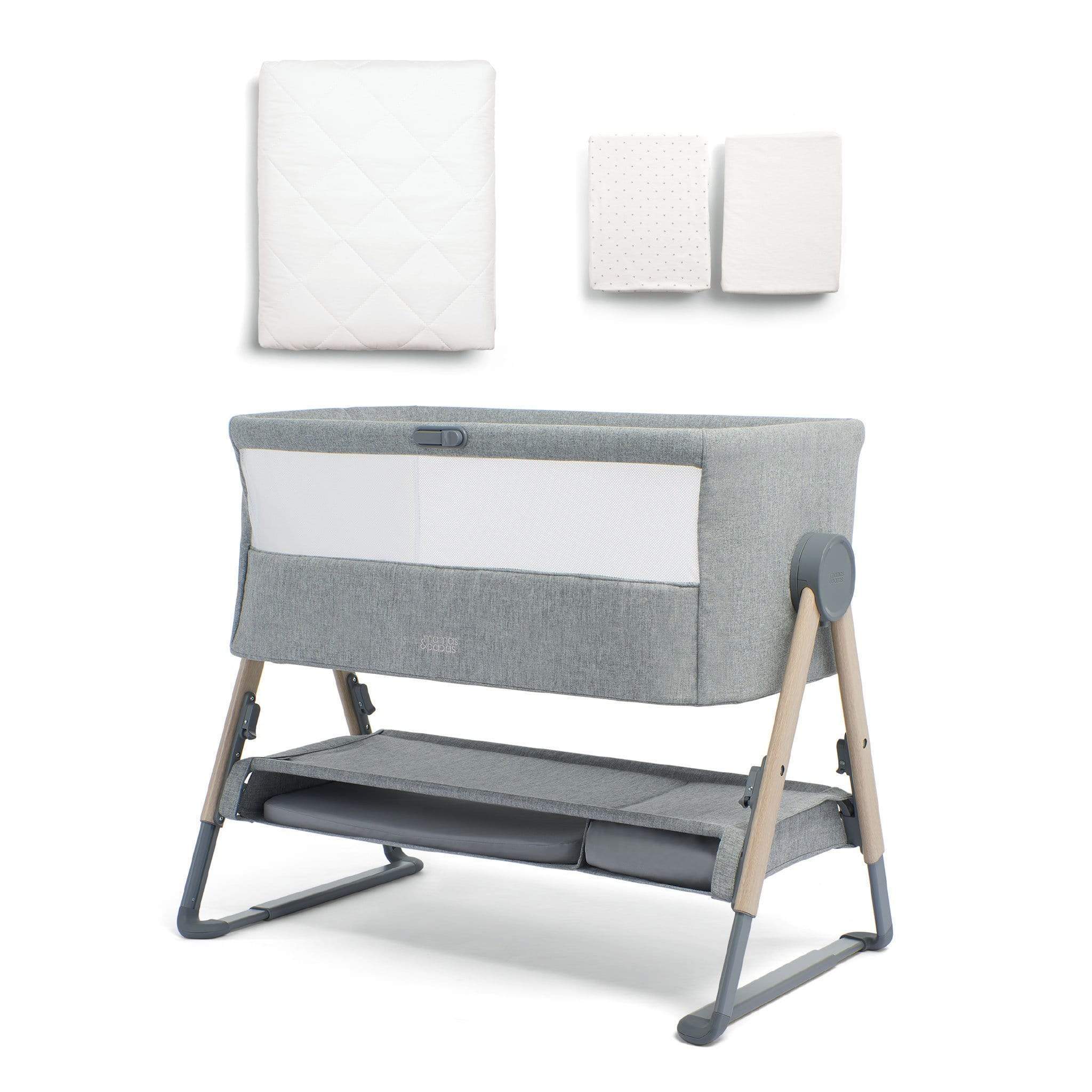 Mamas & Papas cribs Mamas & Papas Lua Bedside Crib Star Bundle BBLUPG300