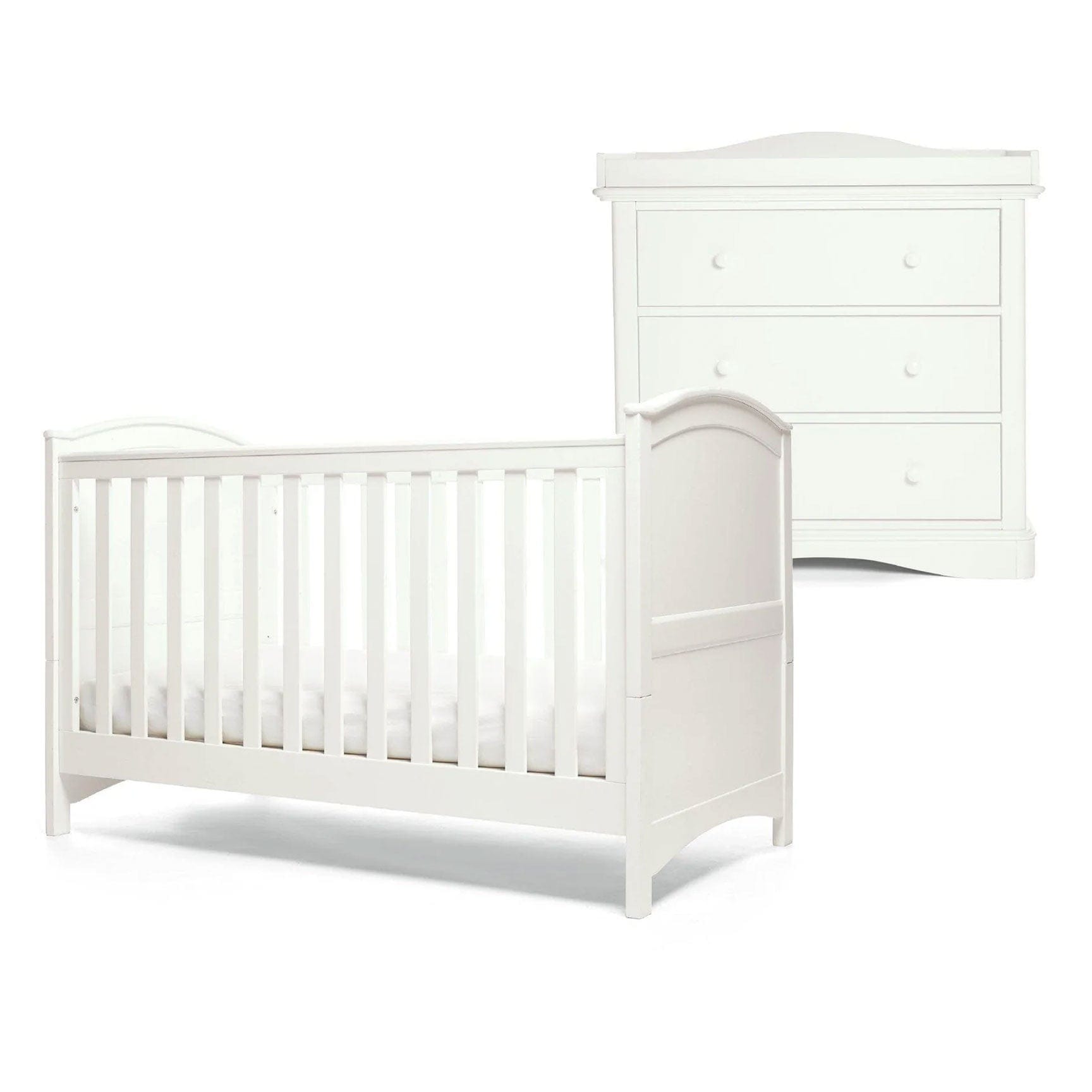 Mamas & Papas Nursery Room Sets Mamas & Papas Flyn 2 Piece Cotbed and Dresser Changer Set - White