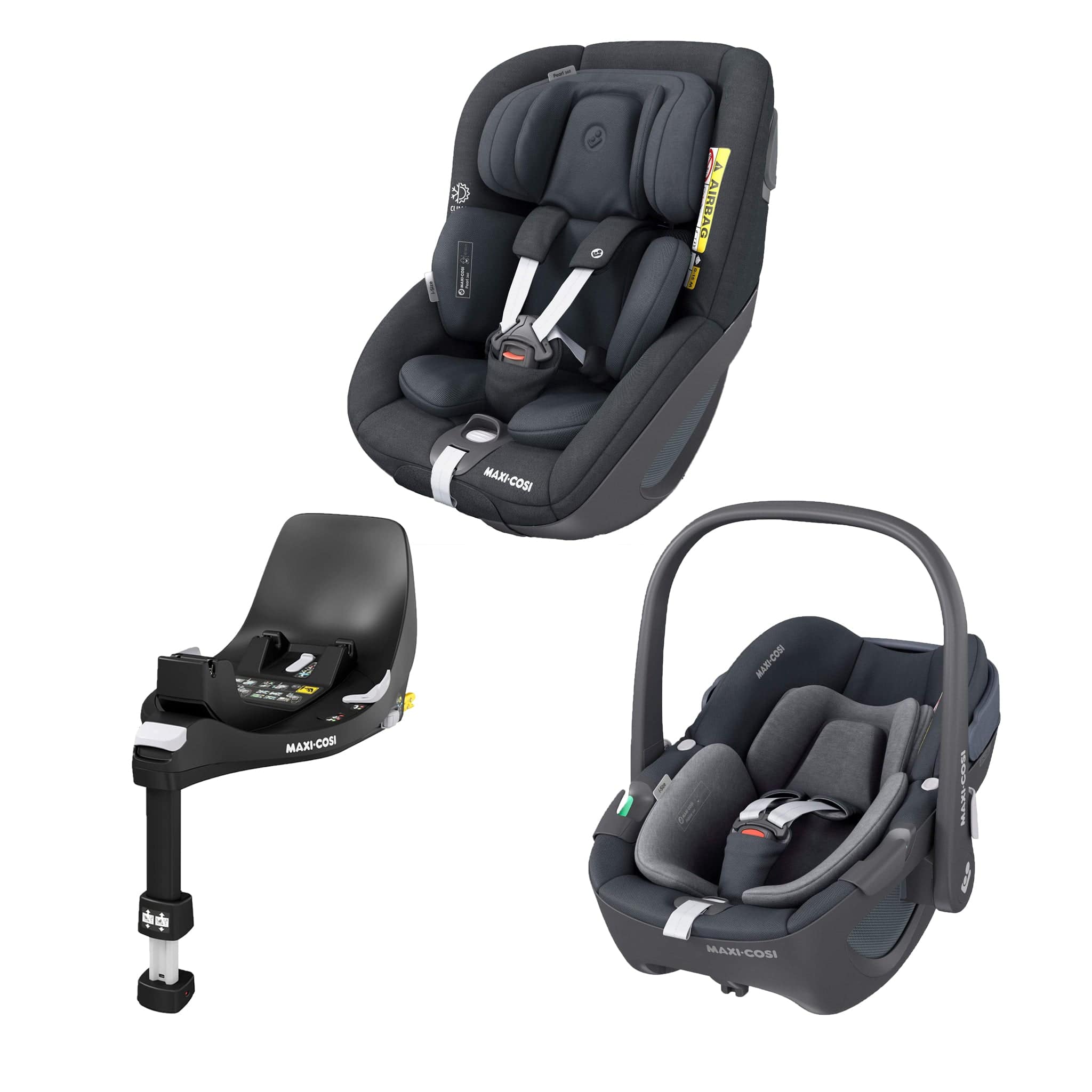 Maxi-Cosi baby car seats Maxi-Cosi Pebble 360, Pearl 360 & Familyfix 360 Base Bundle - Graphite KF52200000