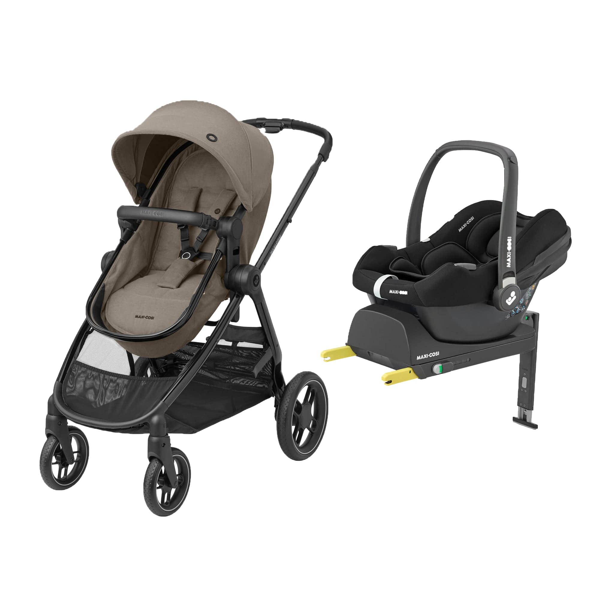Maxi-Cosi travel systems Maxi-Cosi Zelia Luxe with Cabriofix i-Size & Base Travel System in Twillic Truffle