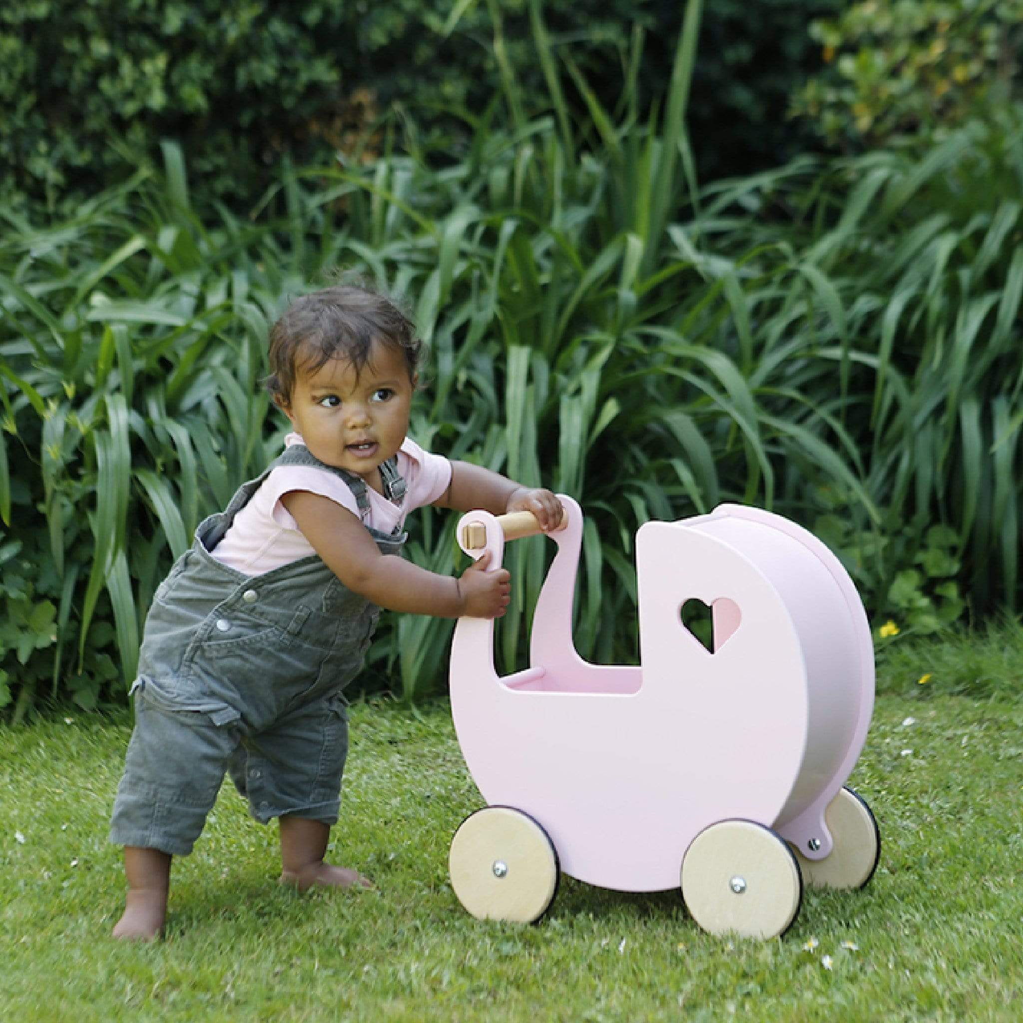 Moover push along toys Moover Wooden Dolls Pram Pink MVPRAMP