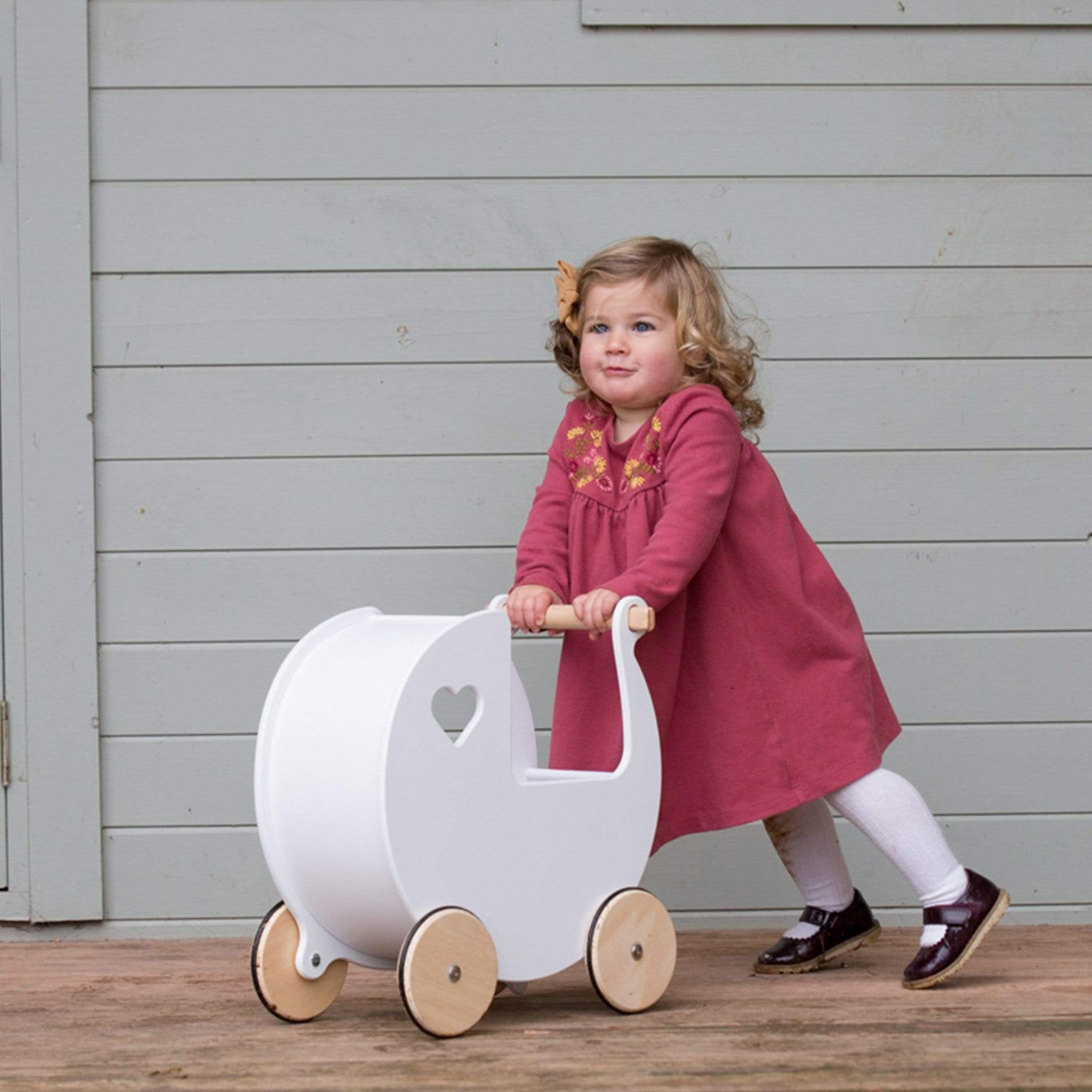 Moover push along toys Moover Wooden Dolls Pram White MVPRAMW