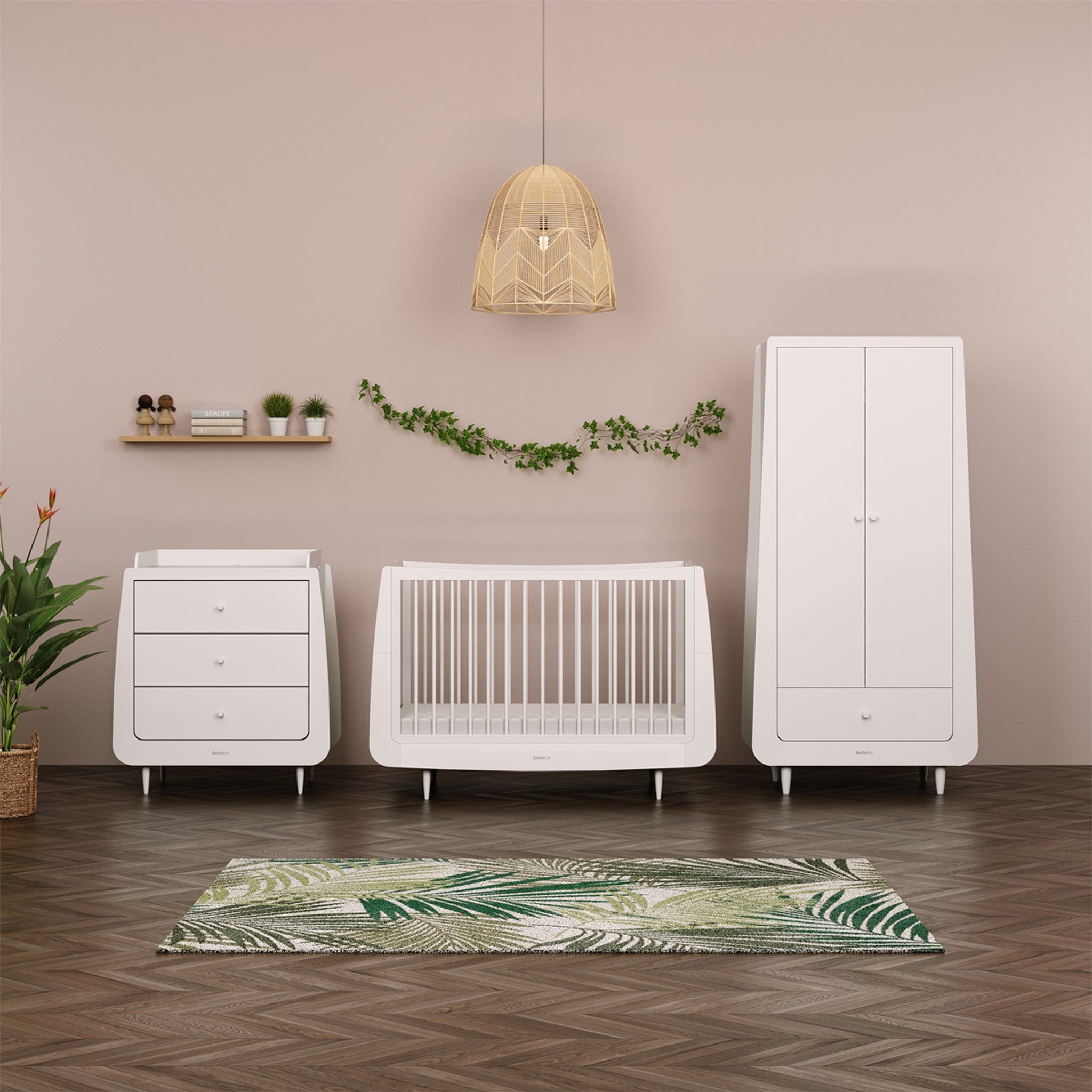 SnuzPod Nursery Room Sets SnüzKot Skandi 3 Piece Nursery Furniture Set in White 11303-SK-WHT