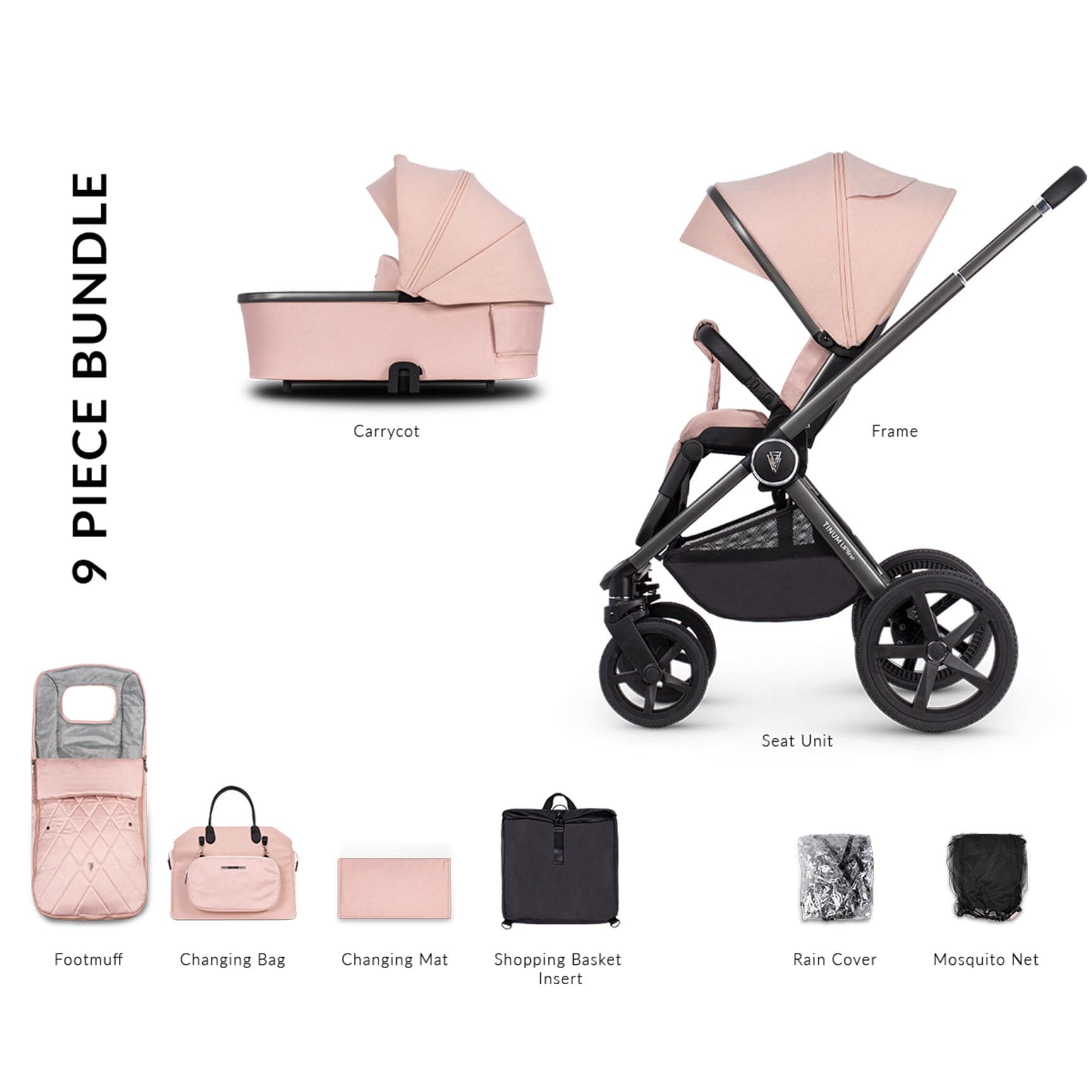 Venicci baby prams Tinum Upline 2in1 - Misty Rose