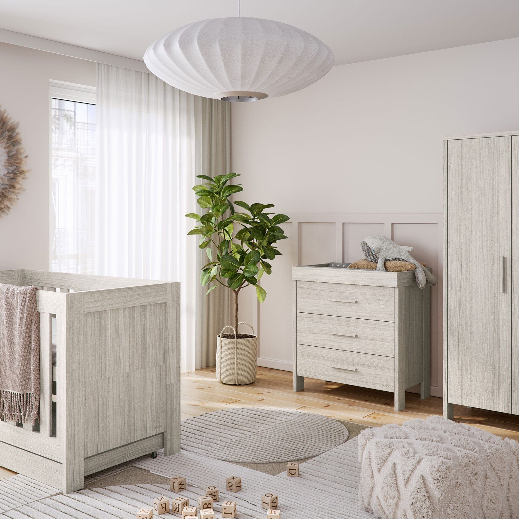 Venicci Nursery Room Sets Venicci Forenzo 3 Piece Roomset in Nordic White