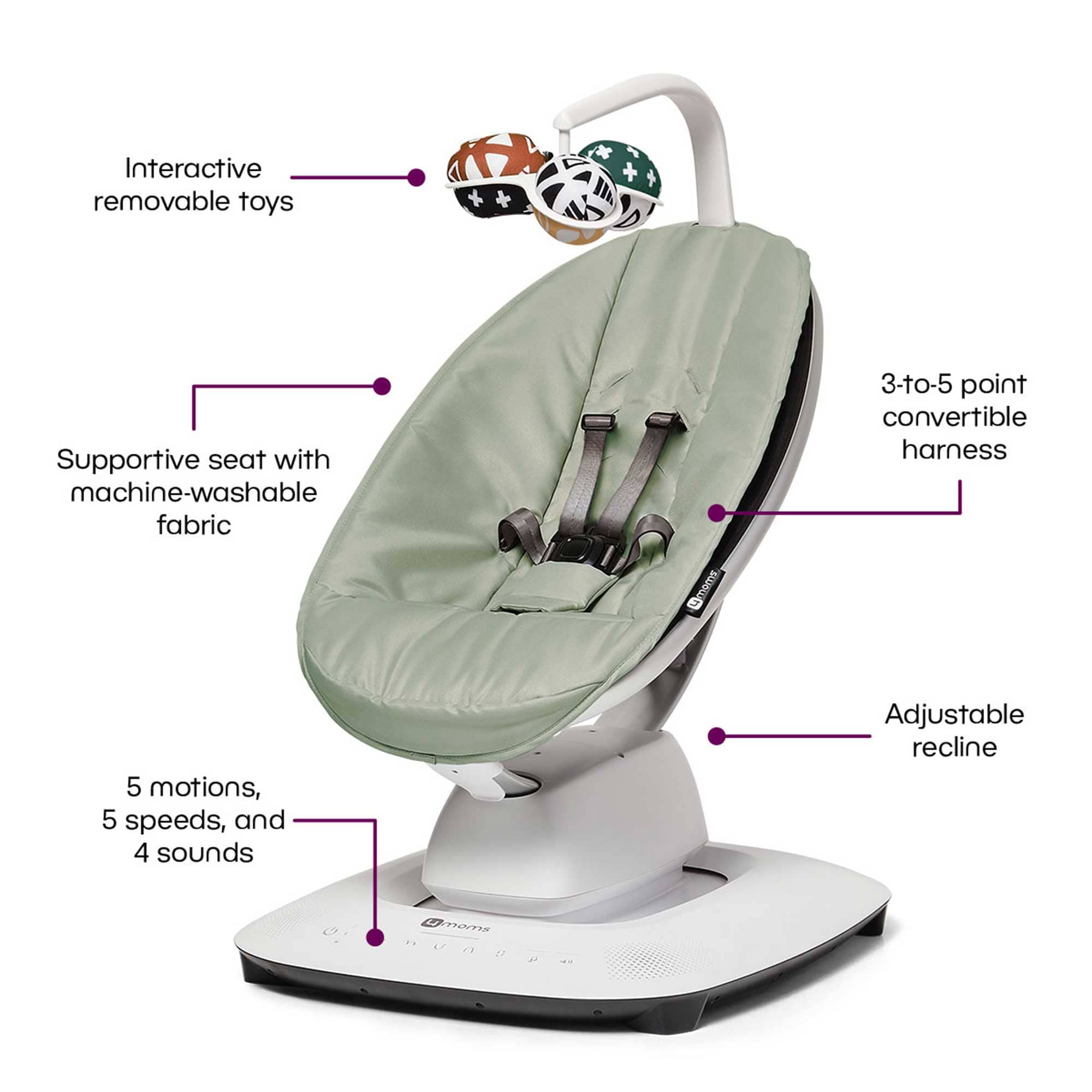 4 Moms rocking bouncing cradles 4Moms MamaRoo Bouncer 5 - Sage 23-37-2001223