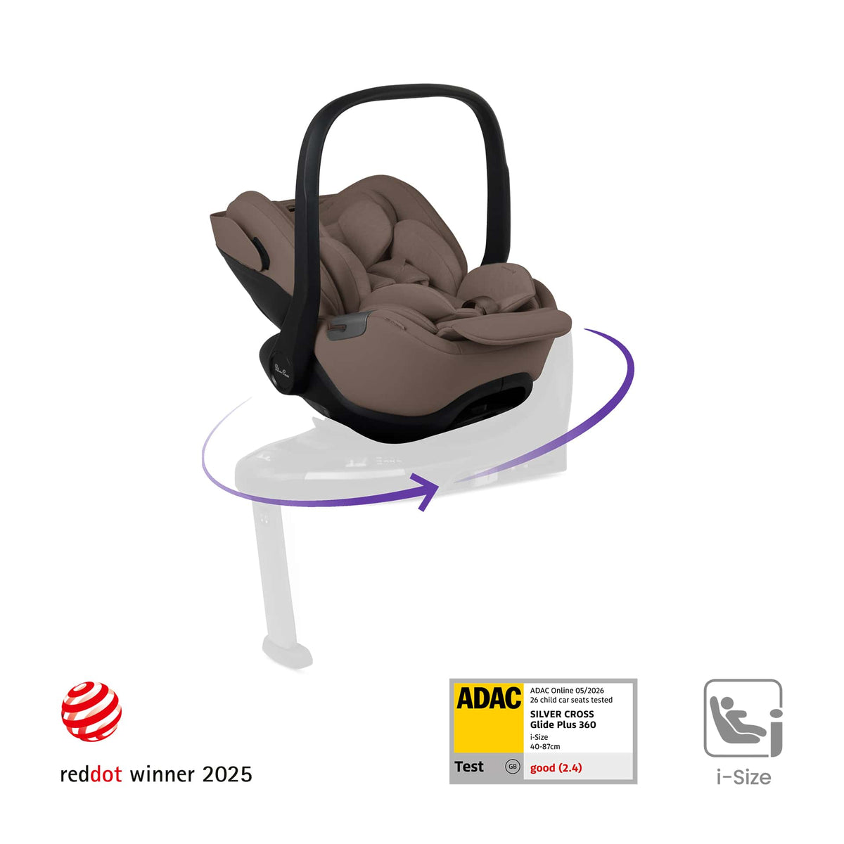 Silver Cross Glide Plus 360 Car Seat - Timeless Cocoa