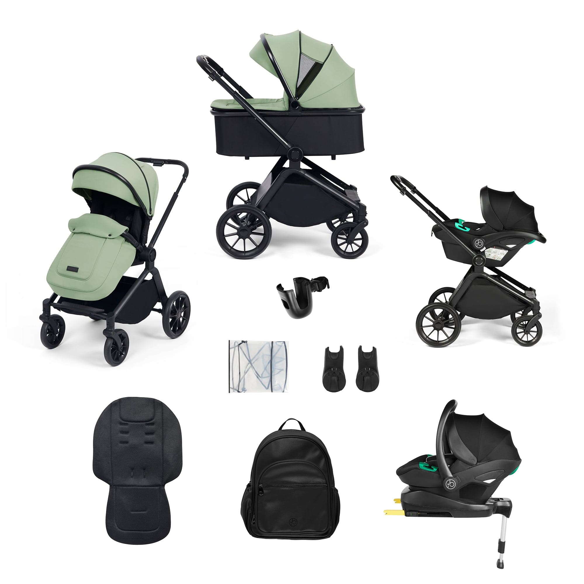 Babys-Mart travel systems ALTIMA AIO Bundle with i-Size Isofix Car Seat & Base (SAGE GREEN) 10-012-300-152