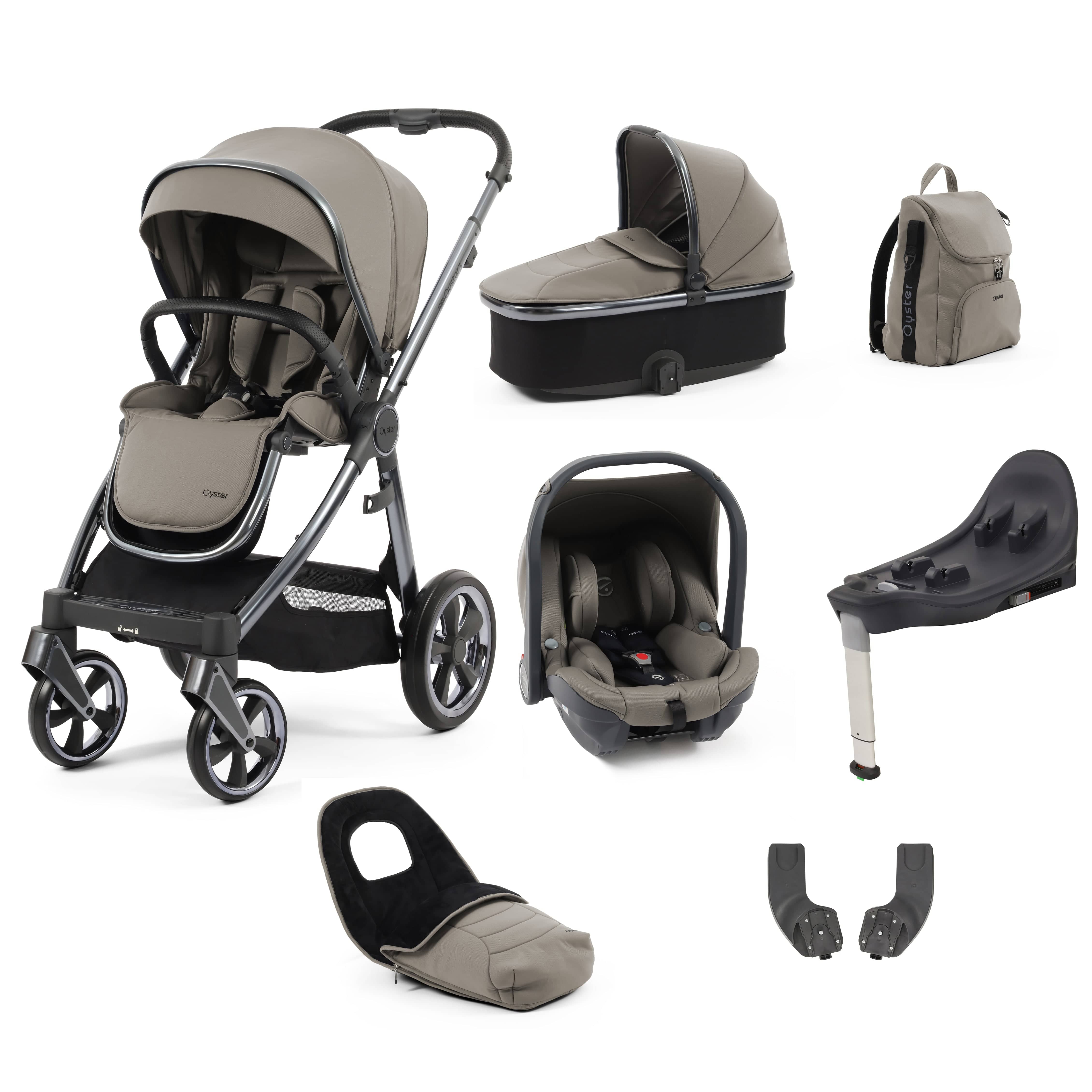 BabyStyle travel systems Babystyle Oyster 3 Luxury 7 Piece with Car Seat Bundle in Stone 14776-STN