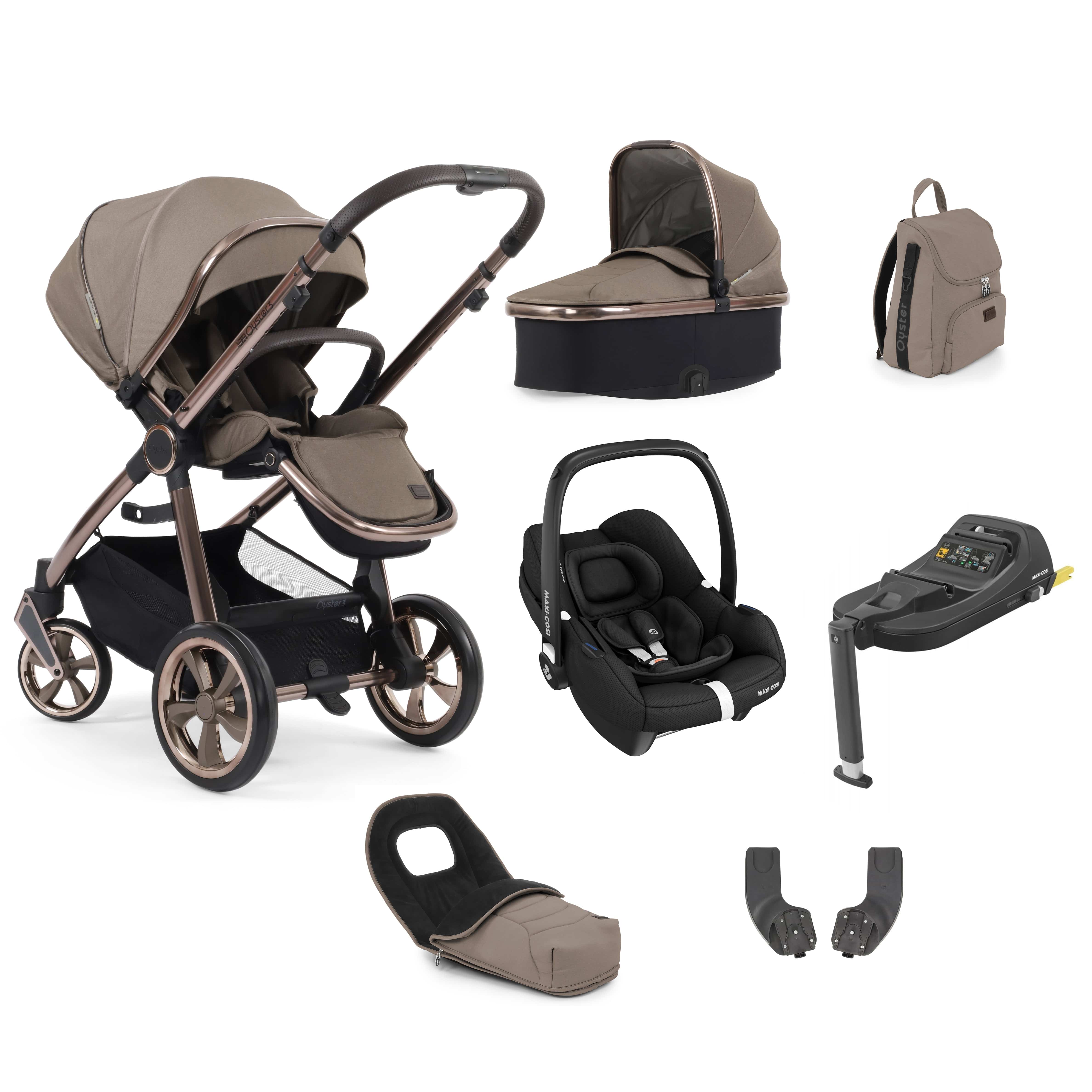 BabyStyle travel systems Babystyle Oyster 3 Luxury 7 Piece with Car Seat Bundle in Mink 14814-MNK