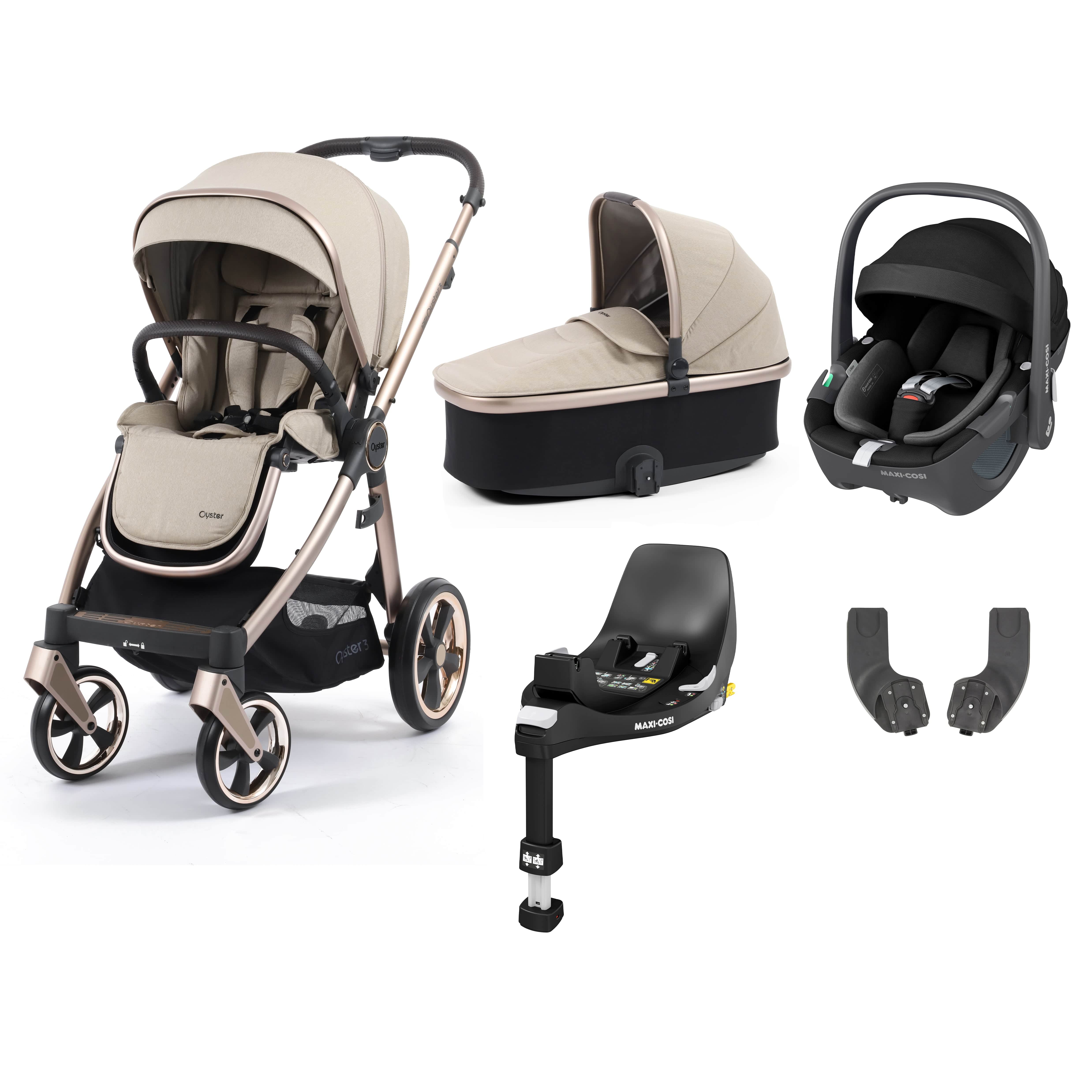 BabyStyle travel systems Babystyle Oyster 3 Essential Bundle with Car Seat - Creme Brulee 14755-CMB