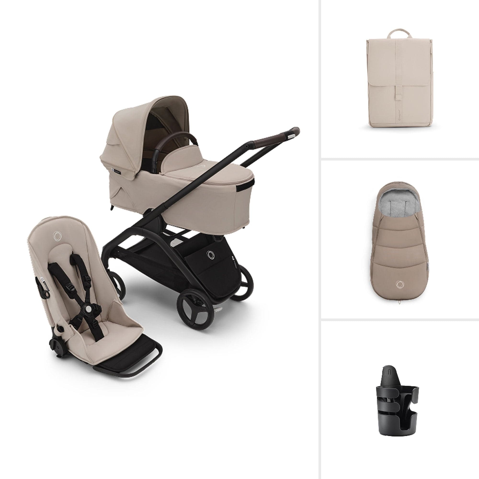 Bugaboo baby prams Bugaboo Dragonfly Essential Bundle - Black/Desert Taupe 16661-BLK-DES-TPE
