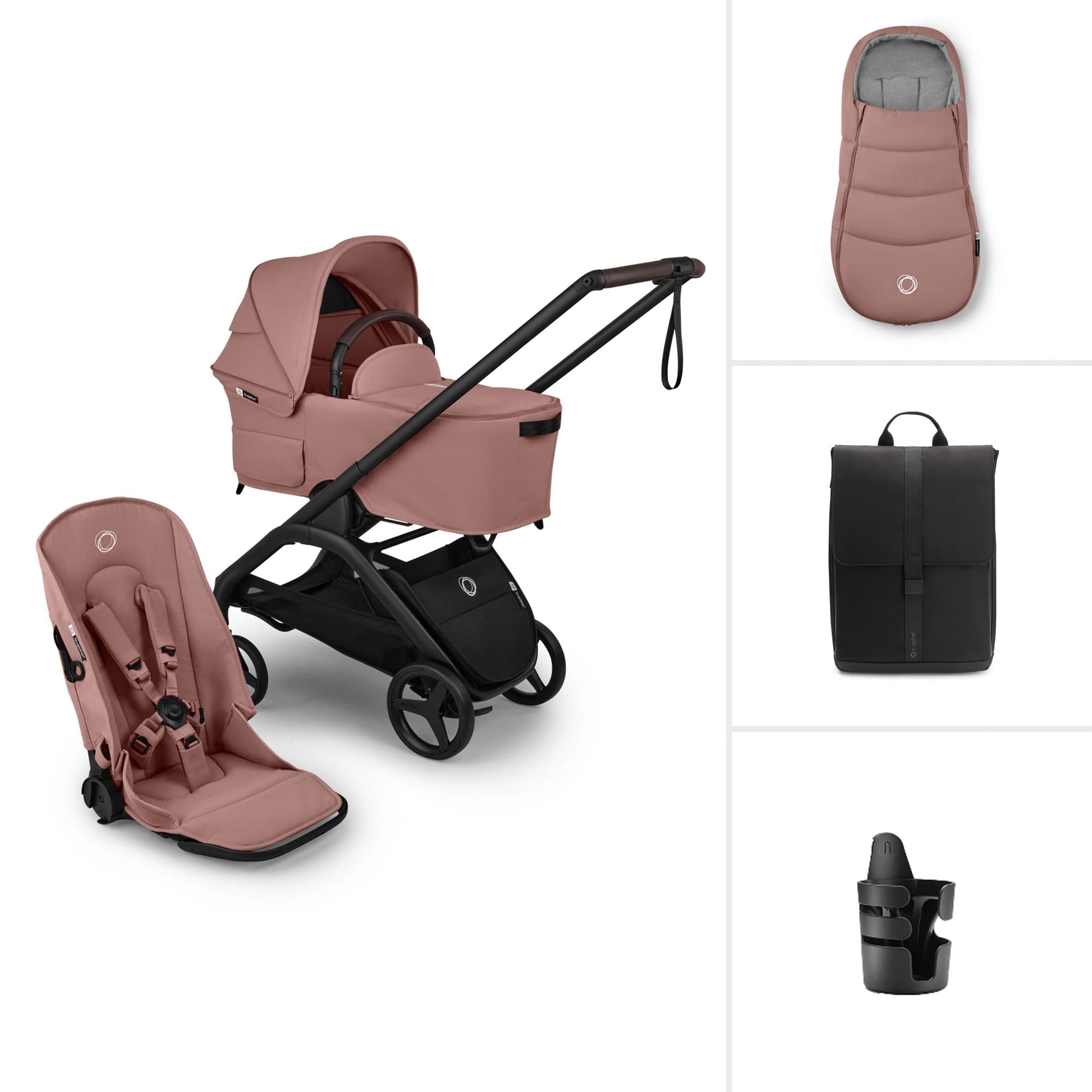 Bugaboo baby prams Bugaboo Dragonfly Plus Essential Stroller Bundle - Dusty Pink BUG-DFLY-PLUS-ESS-1