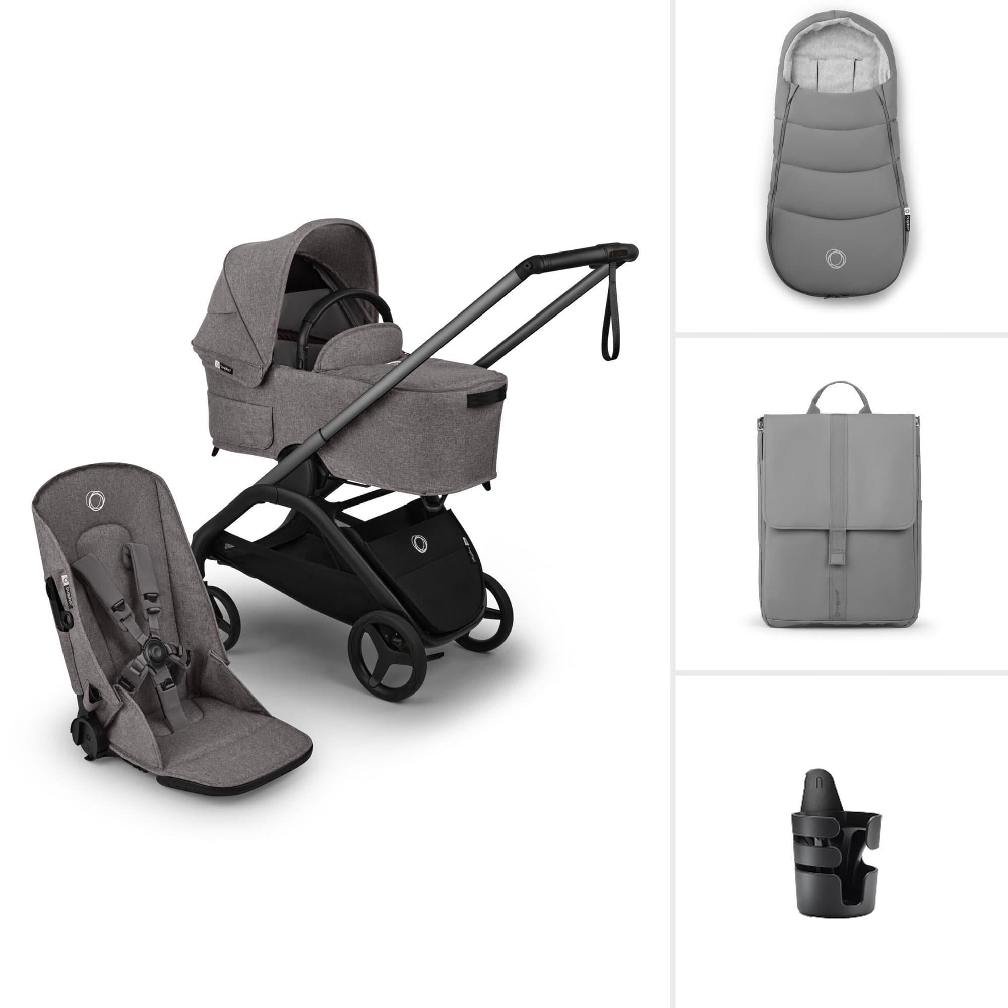 Bugaboo baby prams Bugaboo Dragonfly Plus Essential Stroller Bundle - Grey Melange BUG-DFLY-PLUS-ESS-4