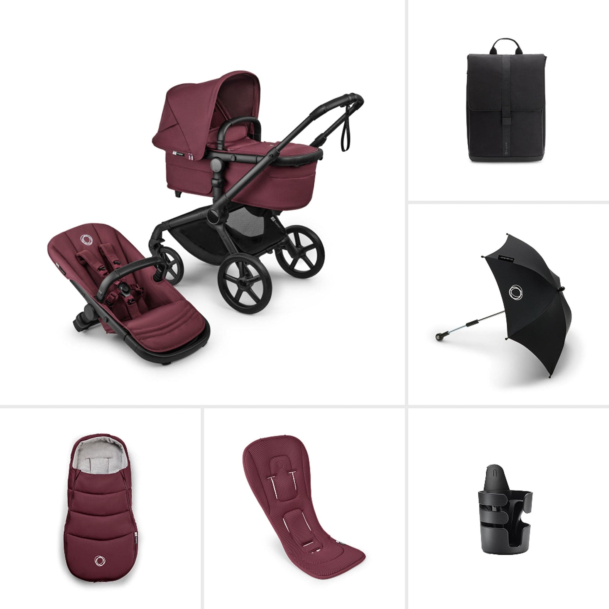 Bugaboo baby prams Bugaboo Fox 5 Renew Essential Bundle - Dark Cherry 18881-COMP-CHE