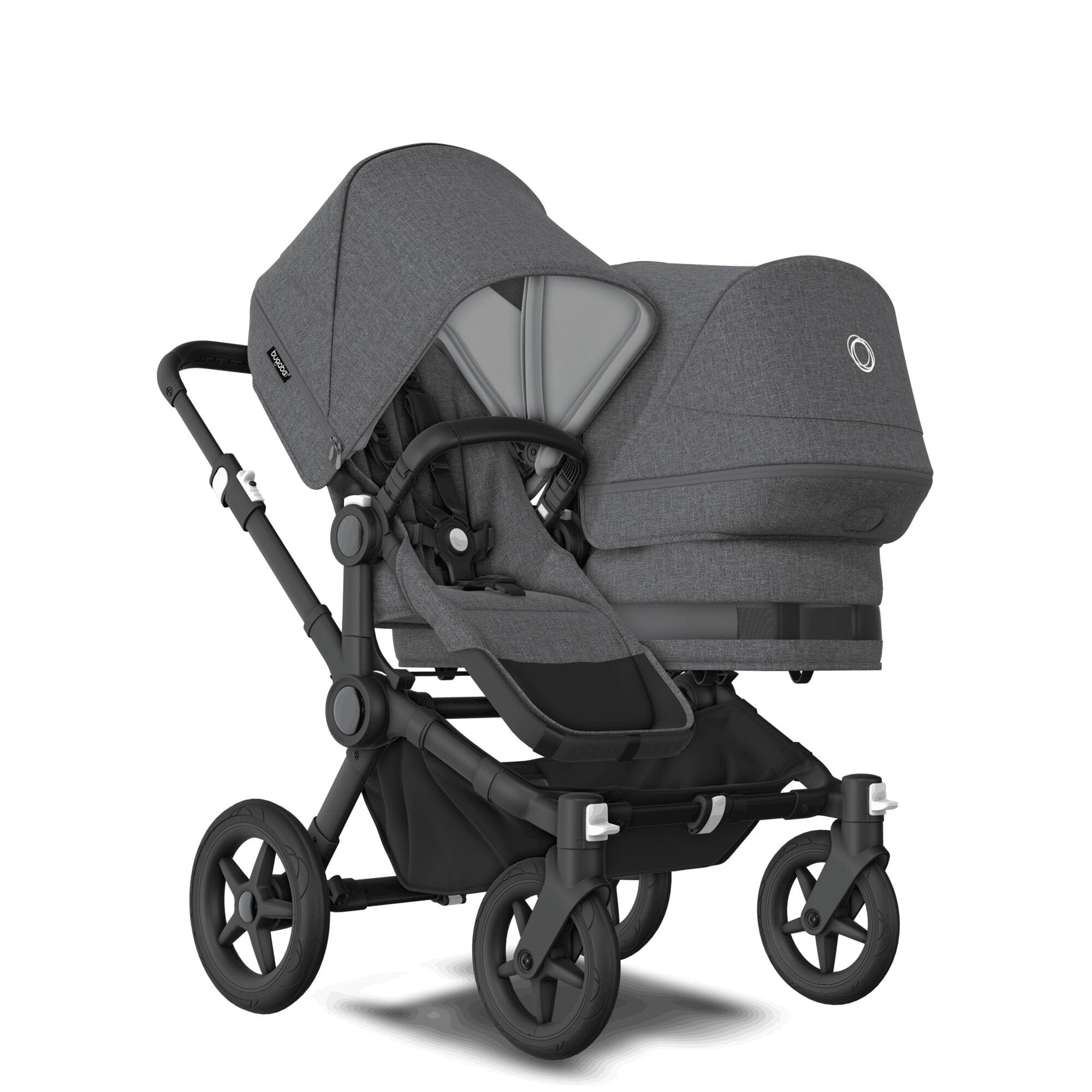 Bugaboo double buggies Bugaboo Donkey 5 Duo Complete Pushchair - Black/Grey Mélange 100219001