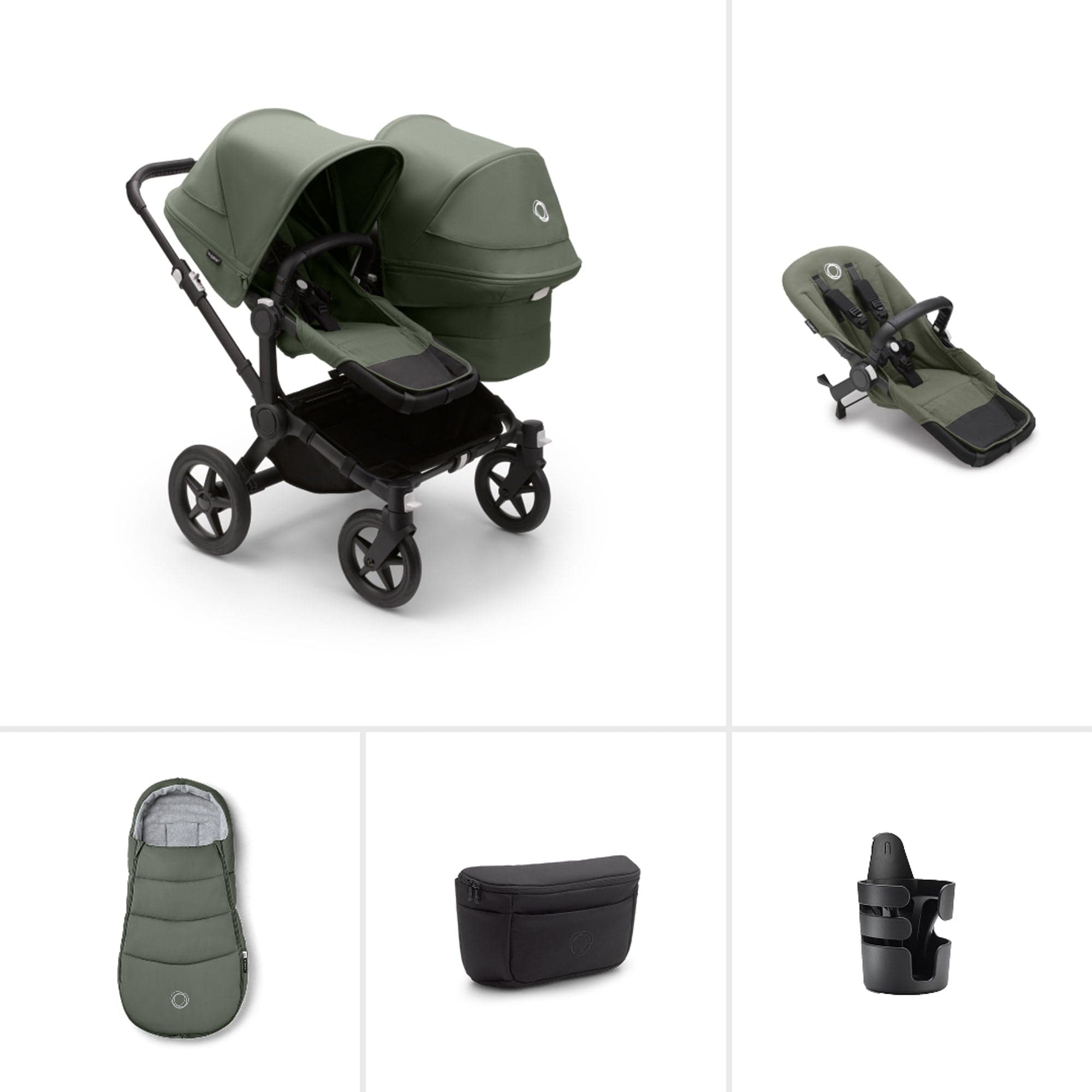Bugaboo double buggies Bugaboo Donkey 5 Duo Essential Bundle - Forest Green 20328-DUO-ESS-3
