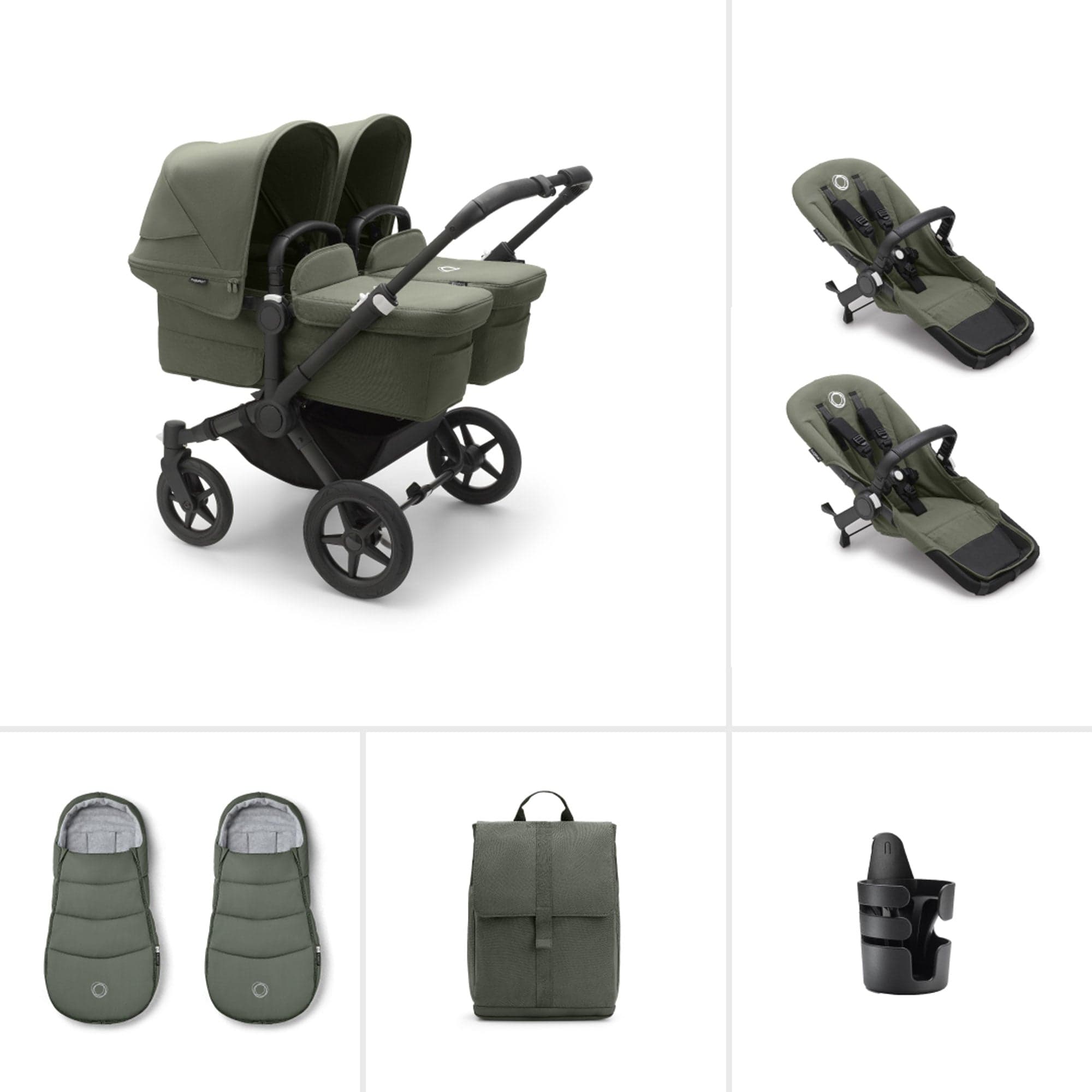 Bugaboo double buggies Bugaboo Donkey 5 Twin Essential Bundle - Forest Green 20331-TWN-ESS-3