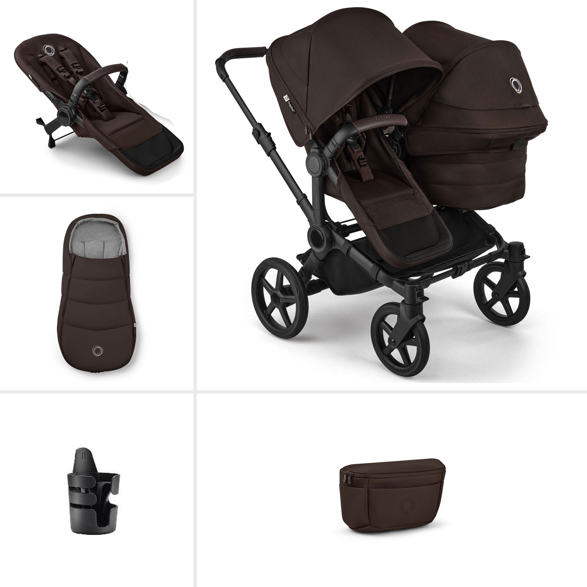 Bugaboo double buggies Bugaboo Donkey 6 Double Essential Bundle - Cocoa Brown 21667-COC-BRN