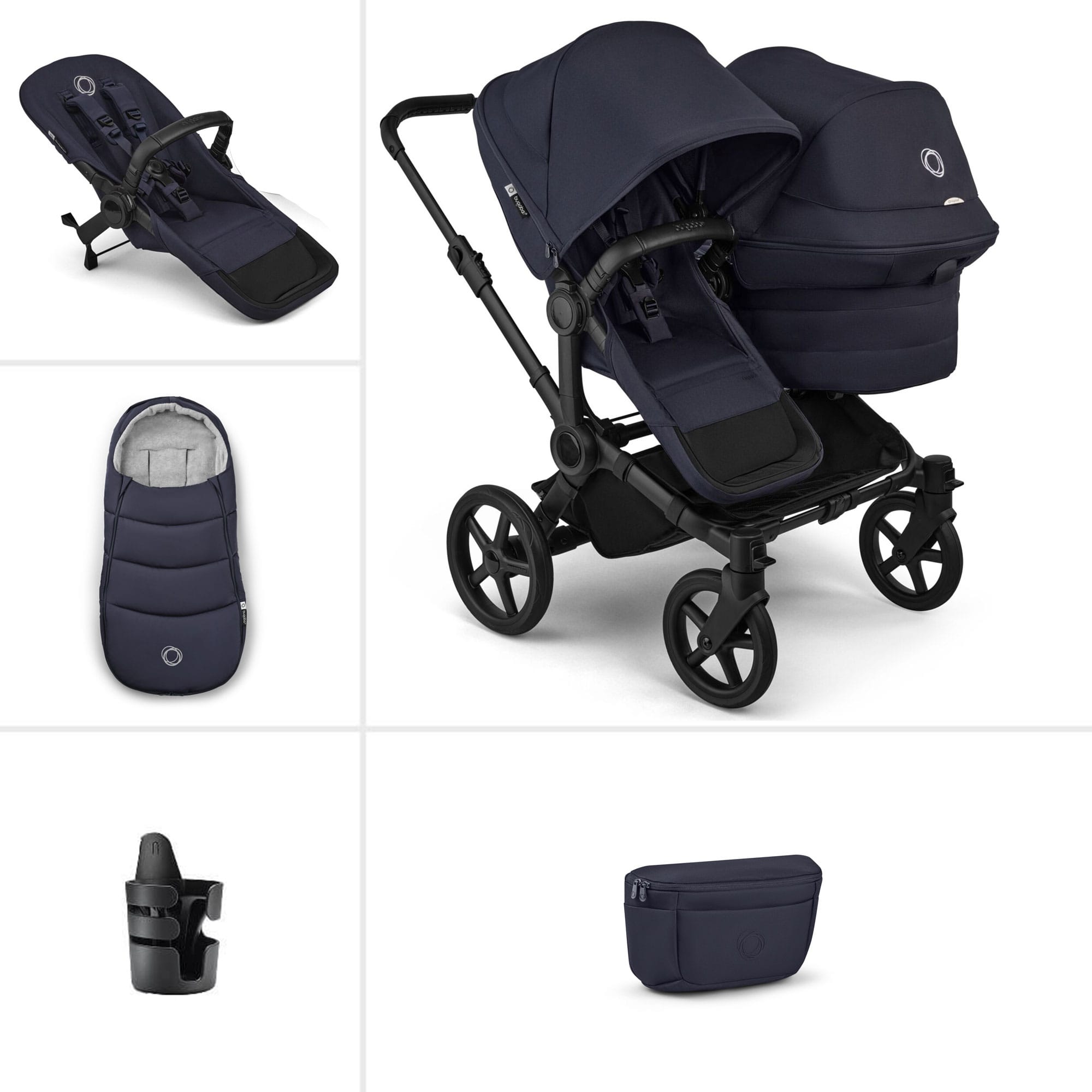 Bugaboo double buggies Bugaboo Donkey 6 Double Essential Bundle - Deep Indigo 21667-DEE-ING