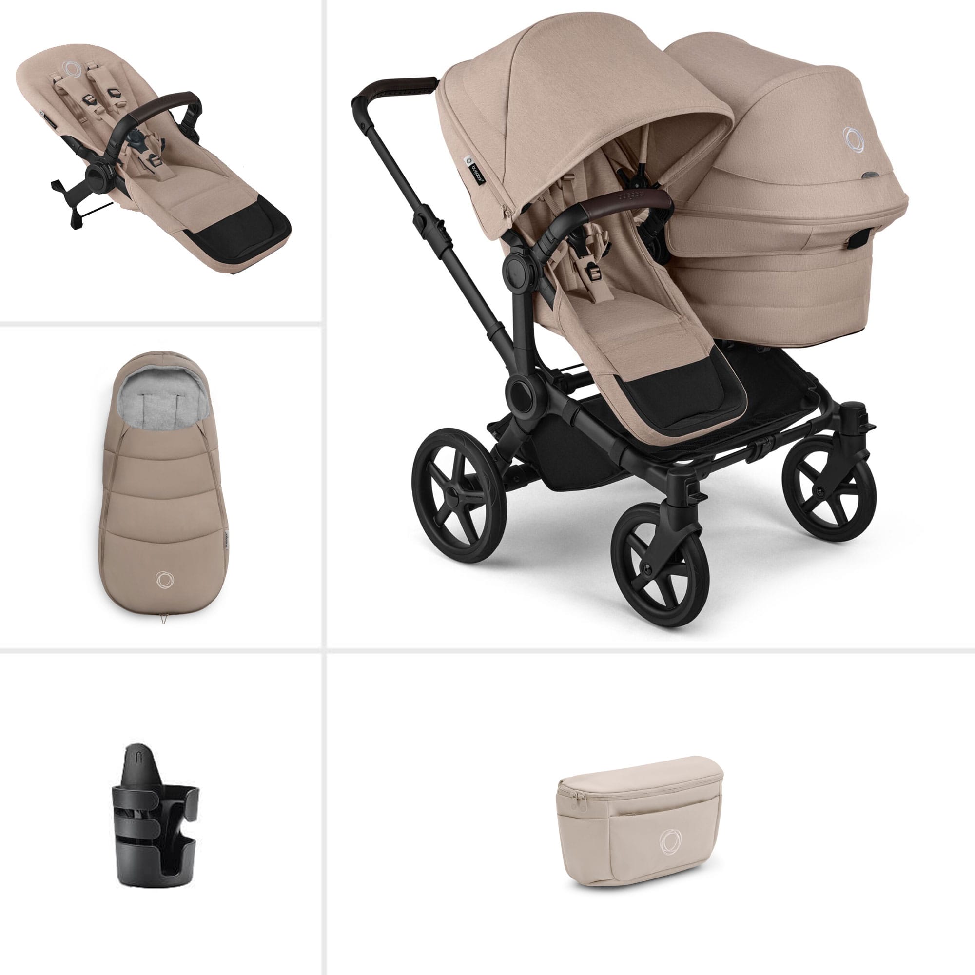 Bugaboo double buggies Bugaboo Donkey 6 Double Essential Bundle - Desert Taupe 21667-DES-TPE