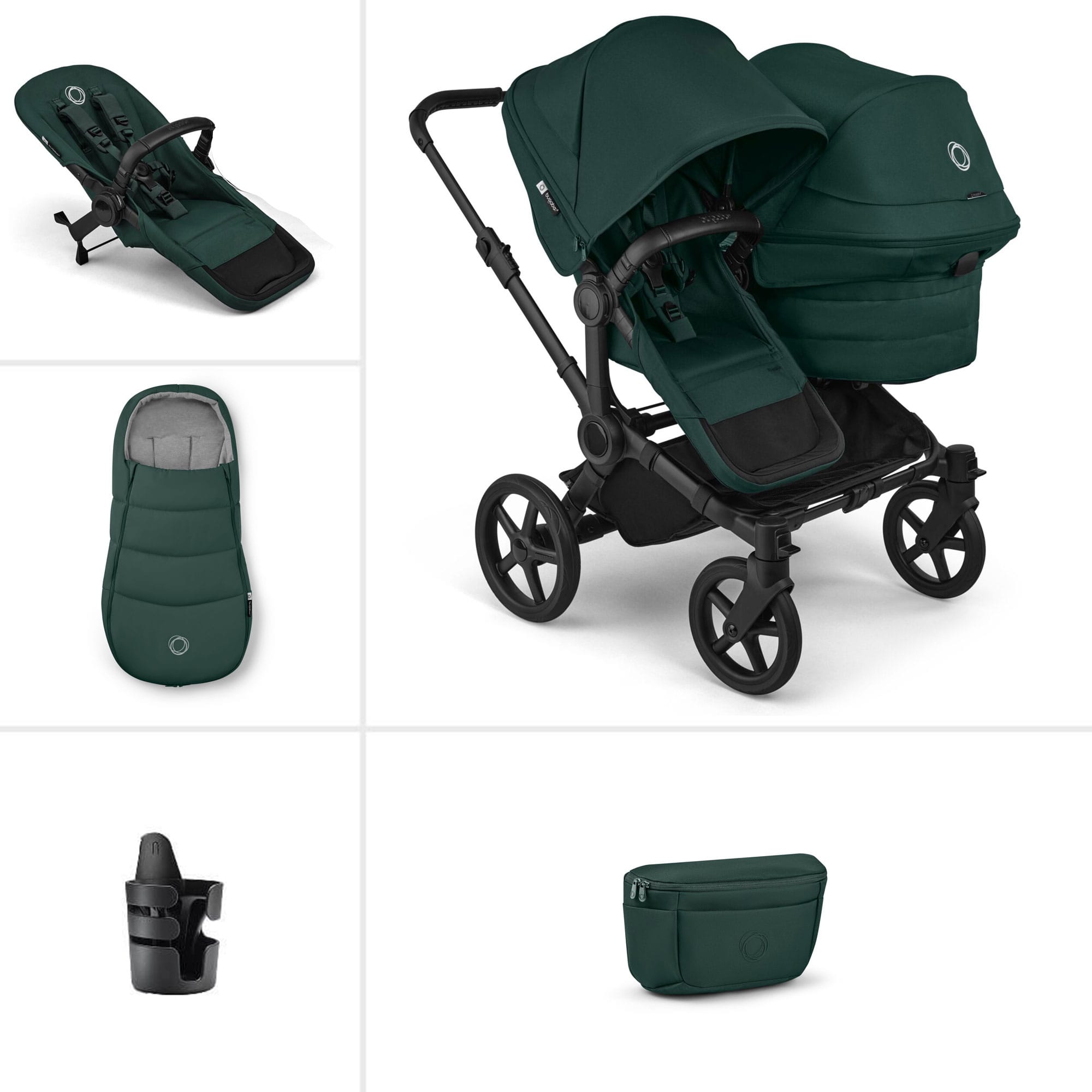 Bugaboo double buggies Bugaboo Donkey 6 Double Essential Bundle - Fern Green 21667-FER-GRN