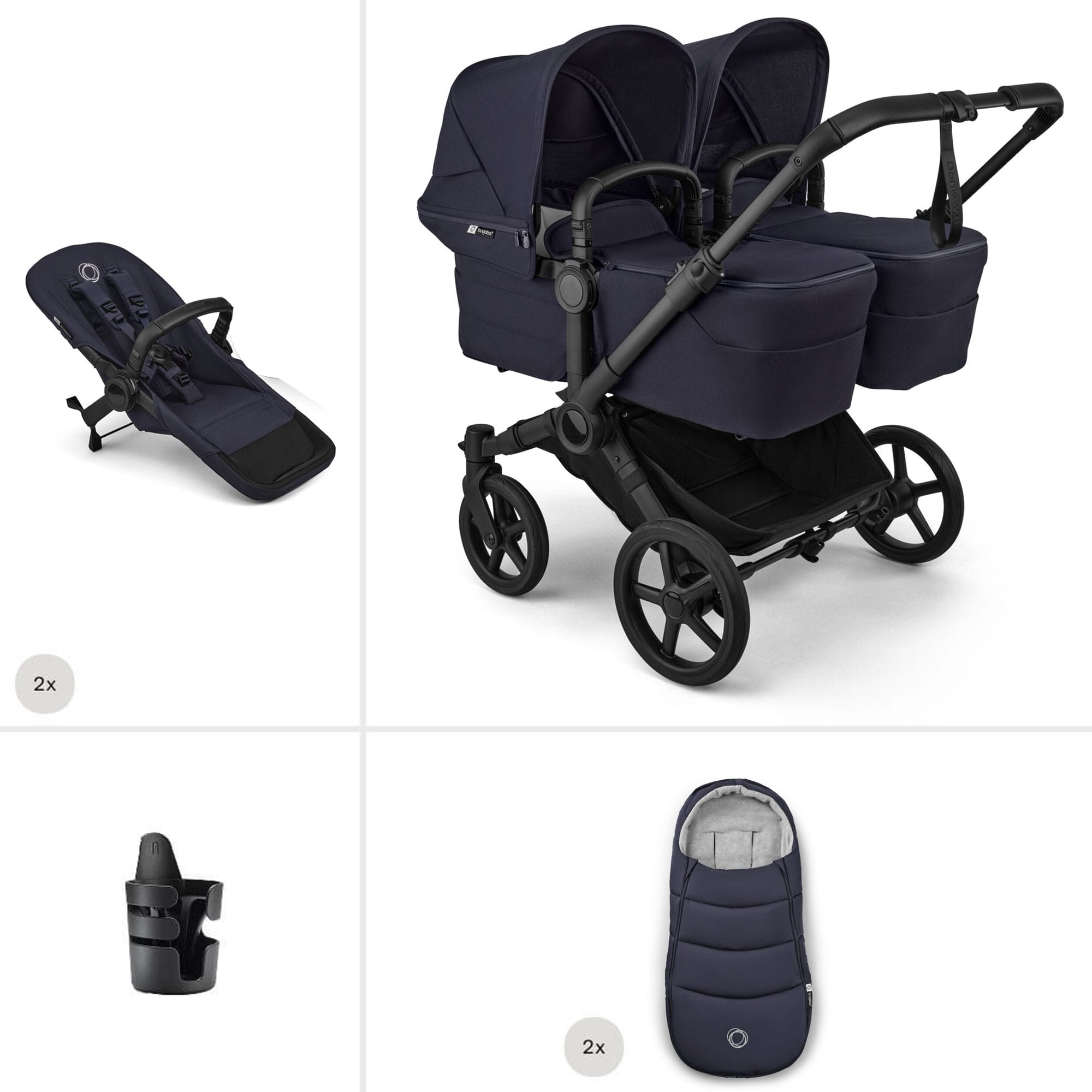 Bugaboo double buggies Bugaboo Donkey 6 Twin Essential Bundle - Deep Indigo 21681-DEE-IND