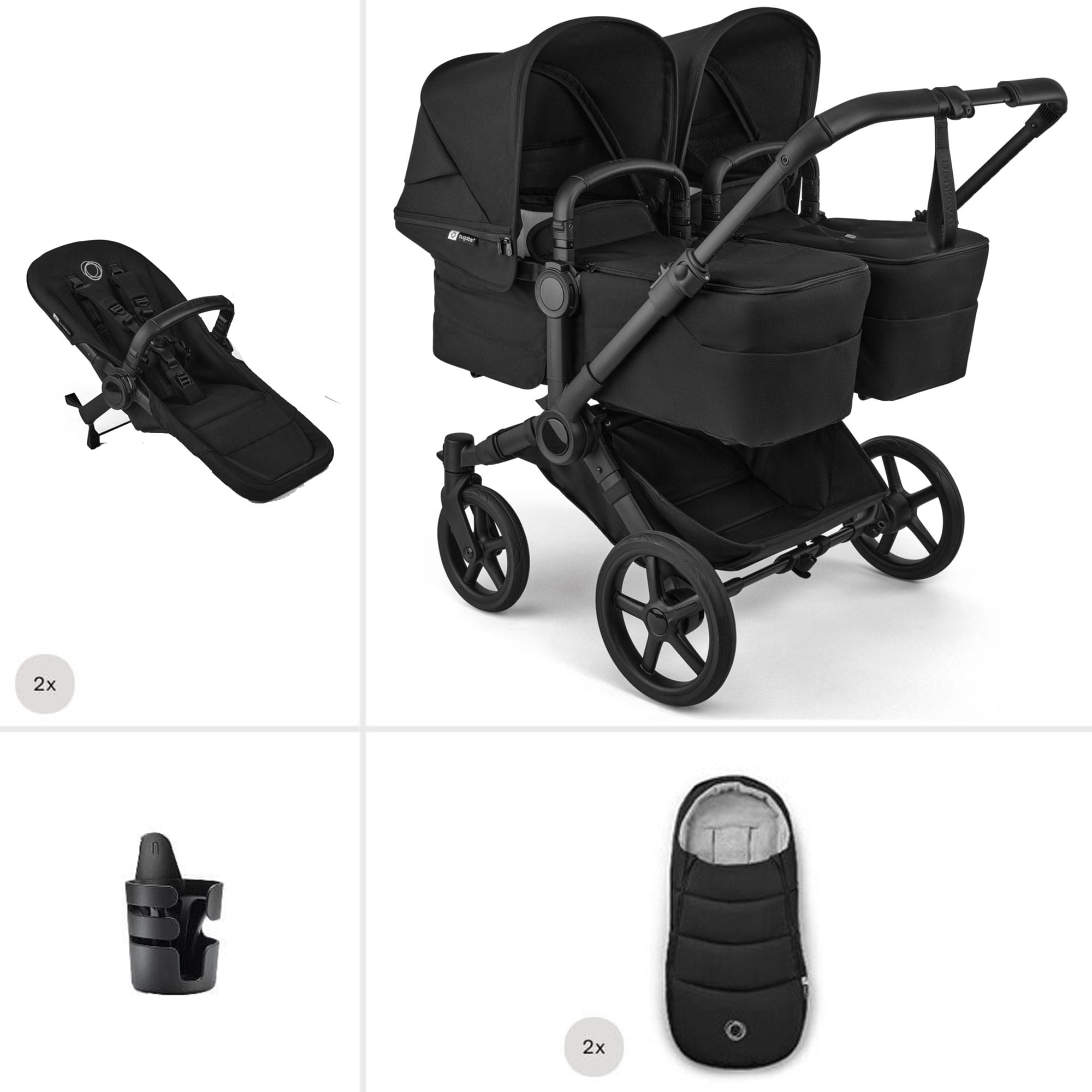 Bugaboo double buggies Bugaboo Donkey 6 Twin Essential Bundle - Heritage Black 21681-HER-BLK