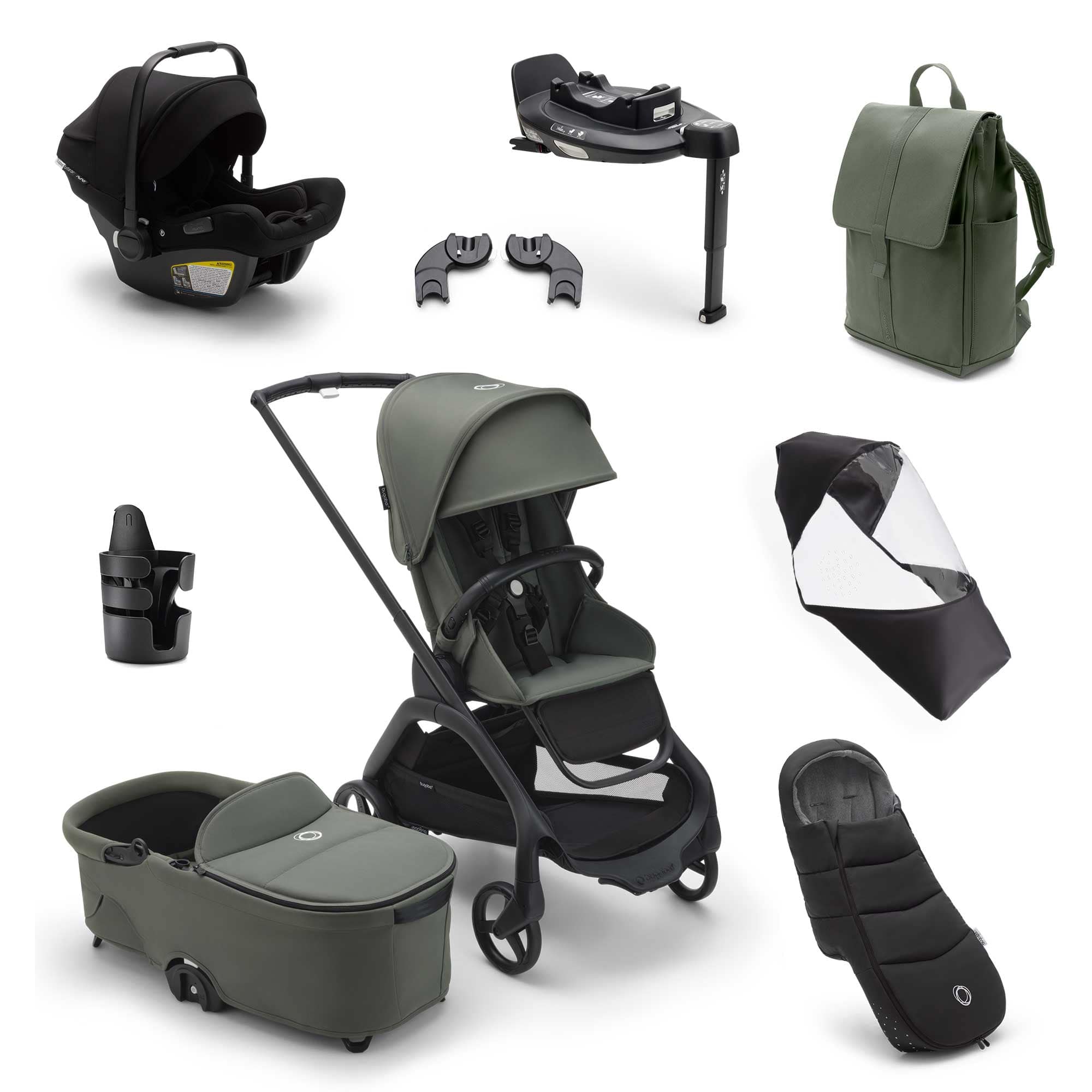 Bugaboo Travel Systems Bugaboo Dragonfly Ultimate Bundle - Black/Forest Green 13810-BLK-FOR-GRN