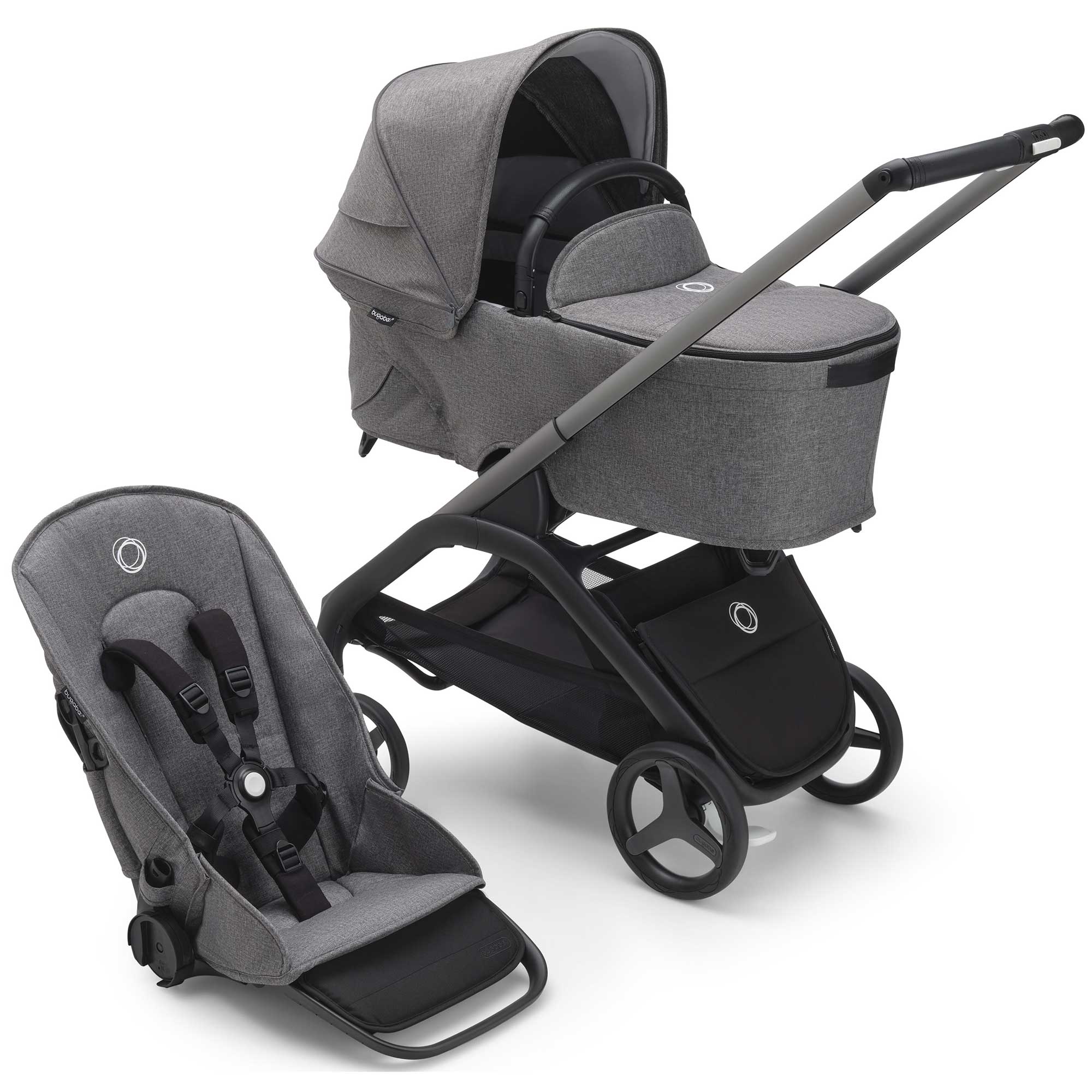 Bugaboo Travel Systems Bugaboo Dragonfly Pebble 360 Pro Travel System - Graphite/Grey Melange 13815-GRA-GRE-MEL