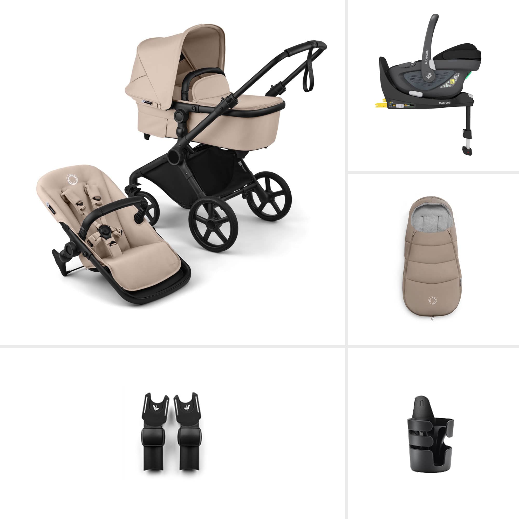 Bugaboo Travel Systems Bugaboo Cub Maxi-Cosi Ultimate Newborn Bundle - Desert Taupe 23236-CB-PEB-TPE