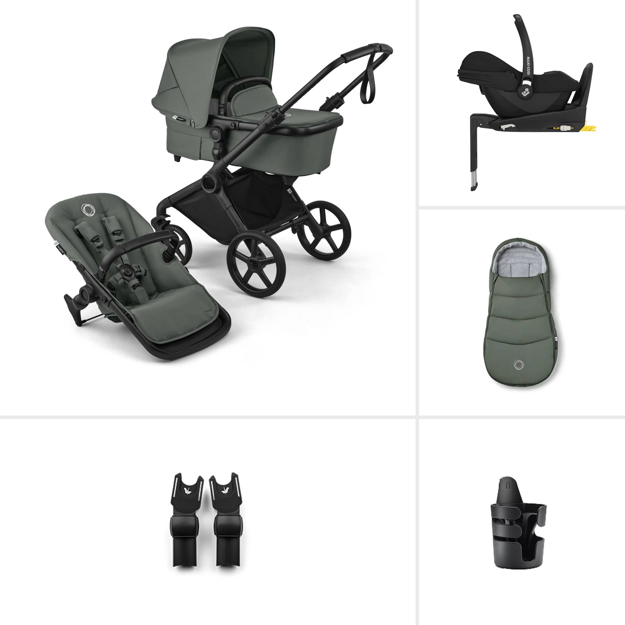 Bugaboo Travel Systems Bugaboo Cub Maxi-Cosi Ultimate Newborn Bundle - Forest Green 23236-CB-CAB-GRN