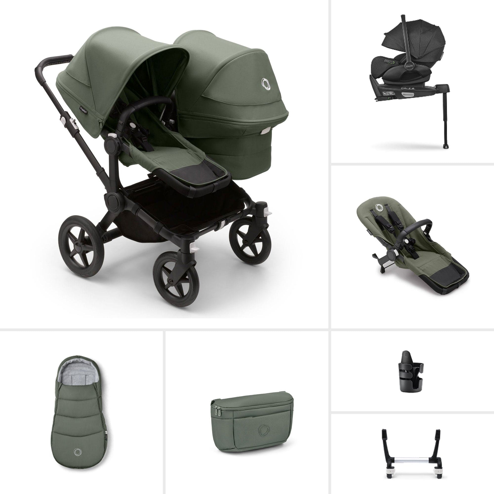 Bugaboo travel systems Bugaboo Donkey 5 Duo Ultimate Newborn Bundle - Forest Green 17672-FOR-GRN