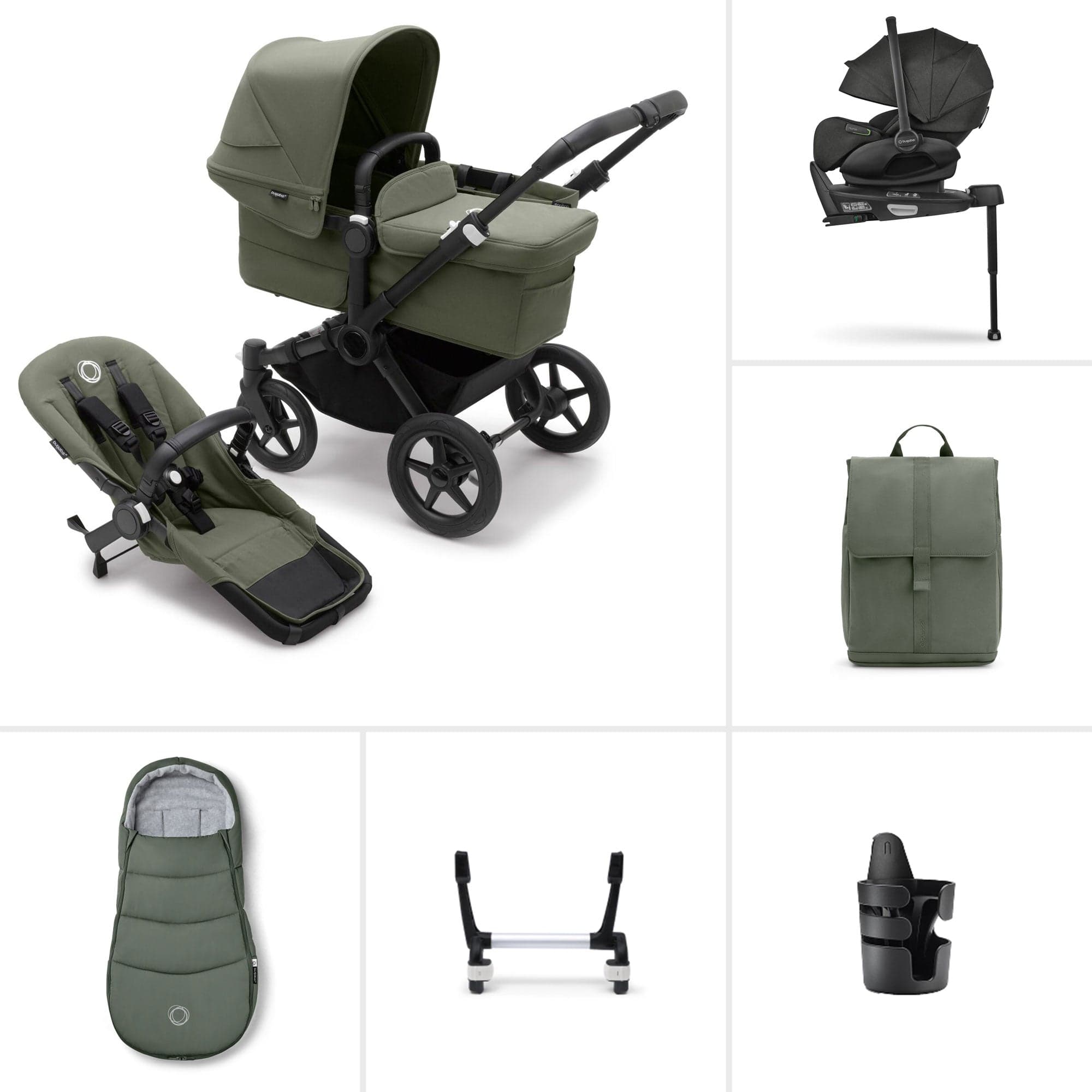 Bugaboo travel systems Bugaboo Donkey 5 Mono Ultimate Newborn Bundle - Forest Green 17622-FOR-GRN