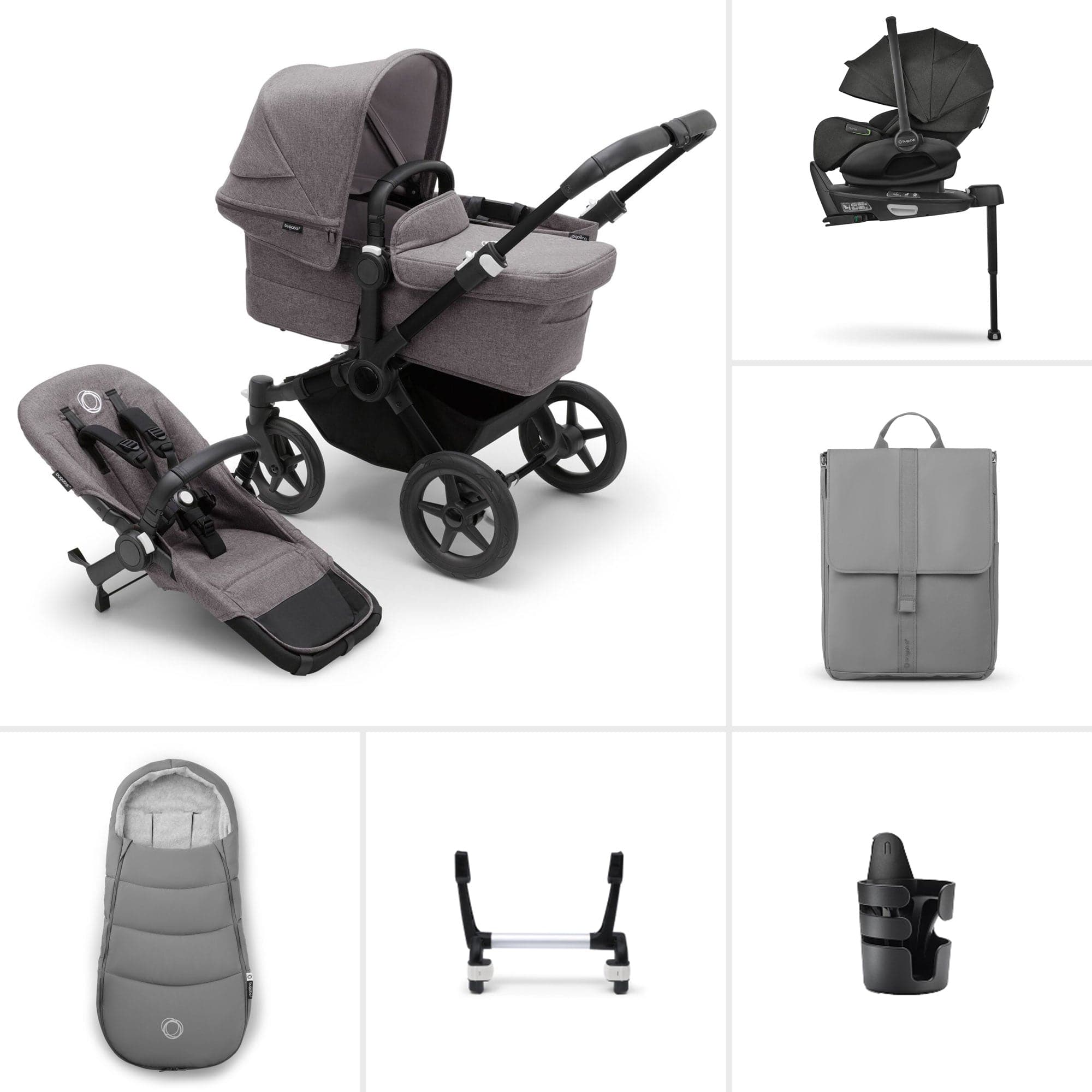 Bugaboo travel systems Bugaboo Donkey 5 Mono Ultimate Newborn Bundle - Grey Mélange 17622-GRY-MEL
