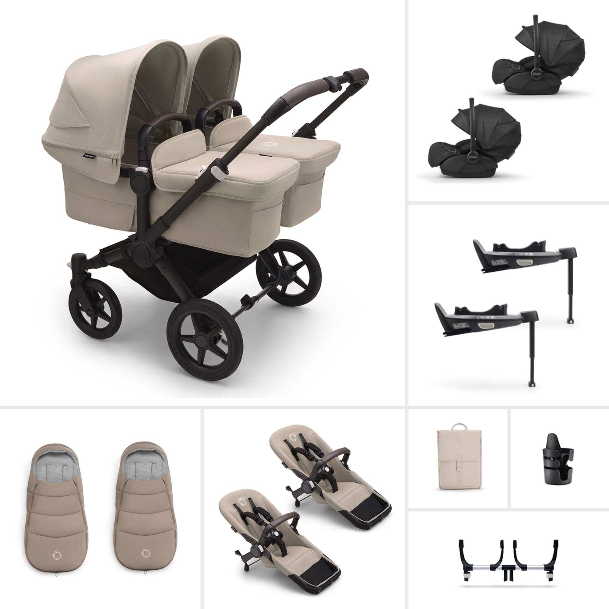 Bugaboo travel systems Bugaboo Donkey 5 Twin Ultimate Newborn Bundle - Desert Taupe 17680-DES-TPE